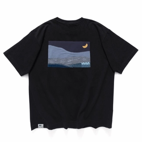 (ZT1694) Night Landscape Patchwork Pocket Tee Cold Wash Optimized