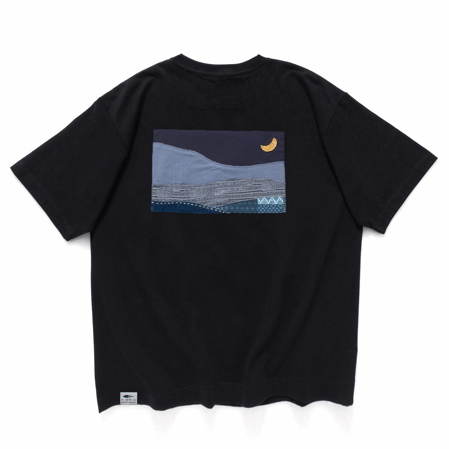 (ZT1694) Night Landscape Patchwork Pocket Tee Anti-static Circular Knit Construction