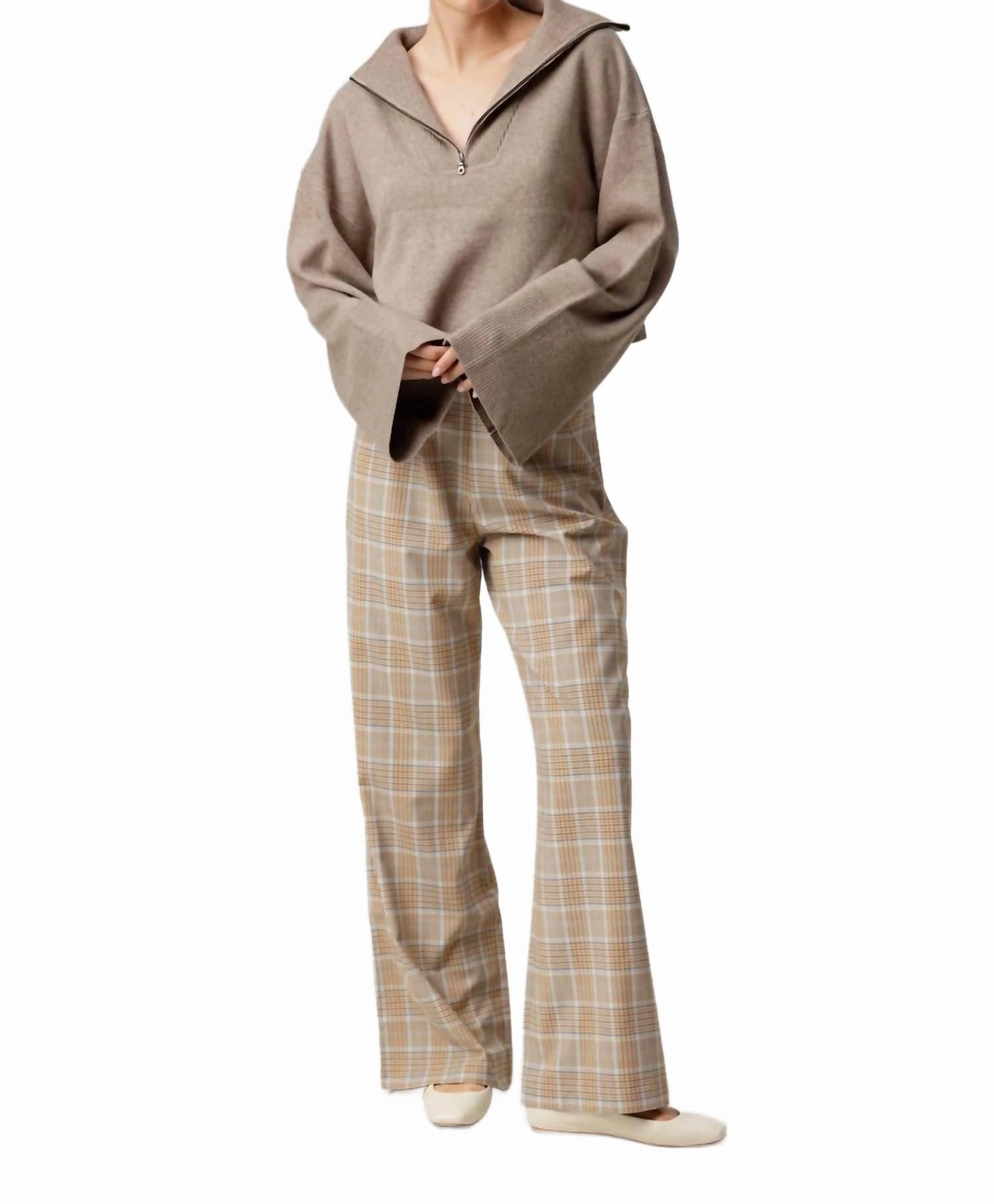 Cozy Wearable Jemma Half Zip Sweater In Stone Grey