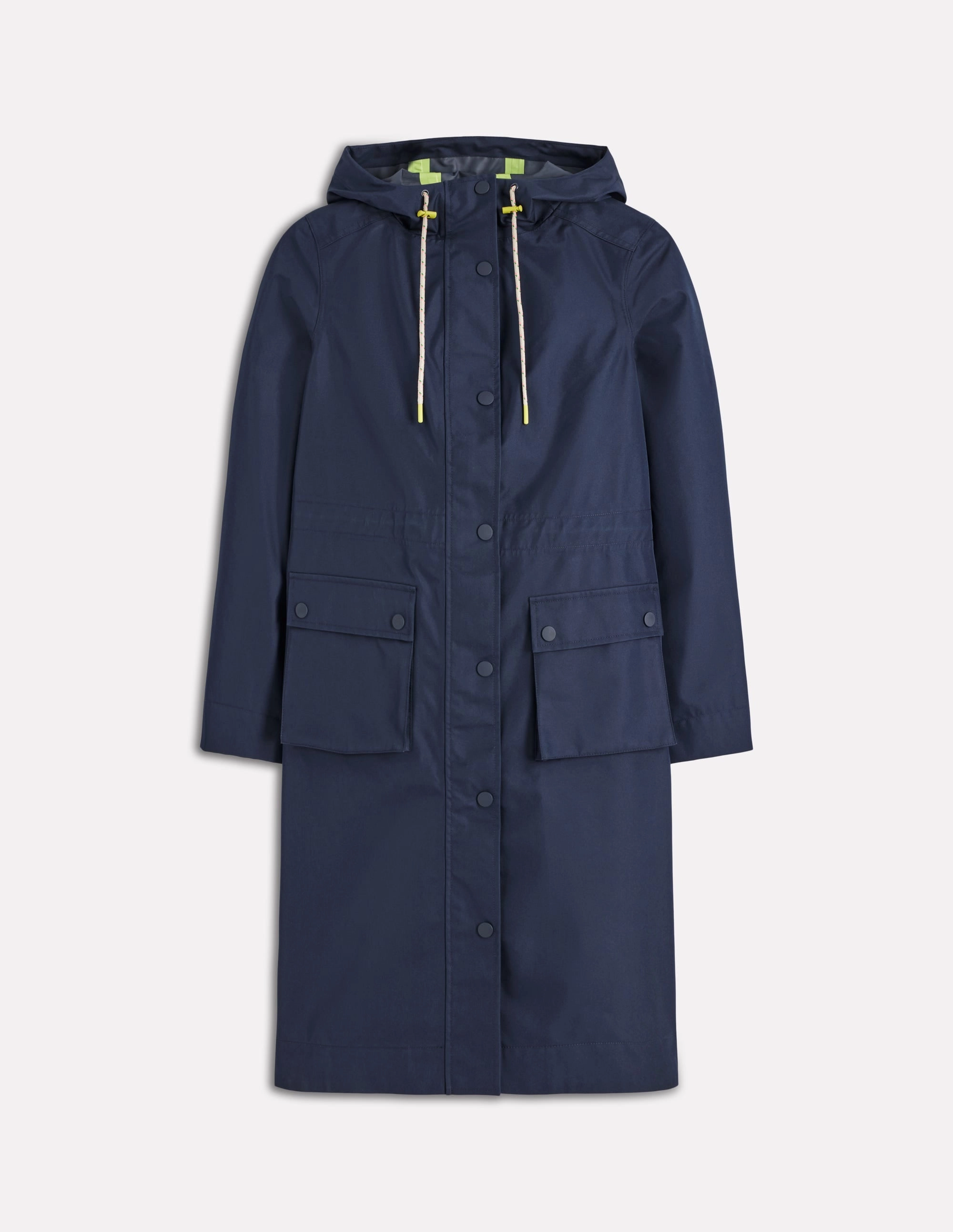 Longline Rain Mac-Navy Colourblock Airtight Seam Sealing Business Attire