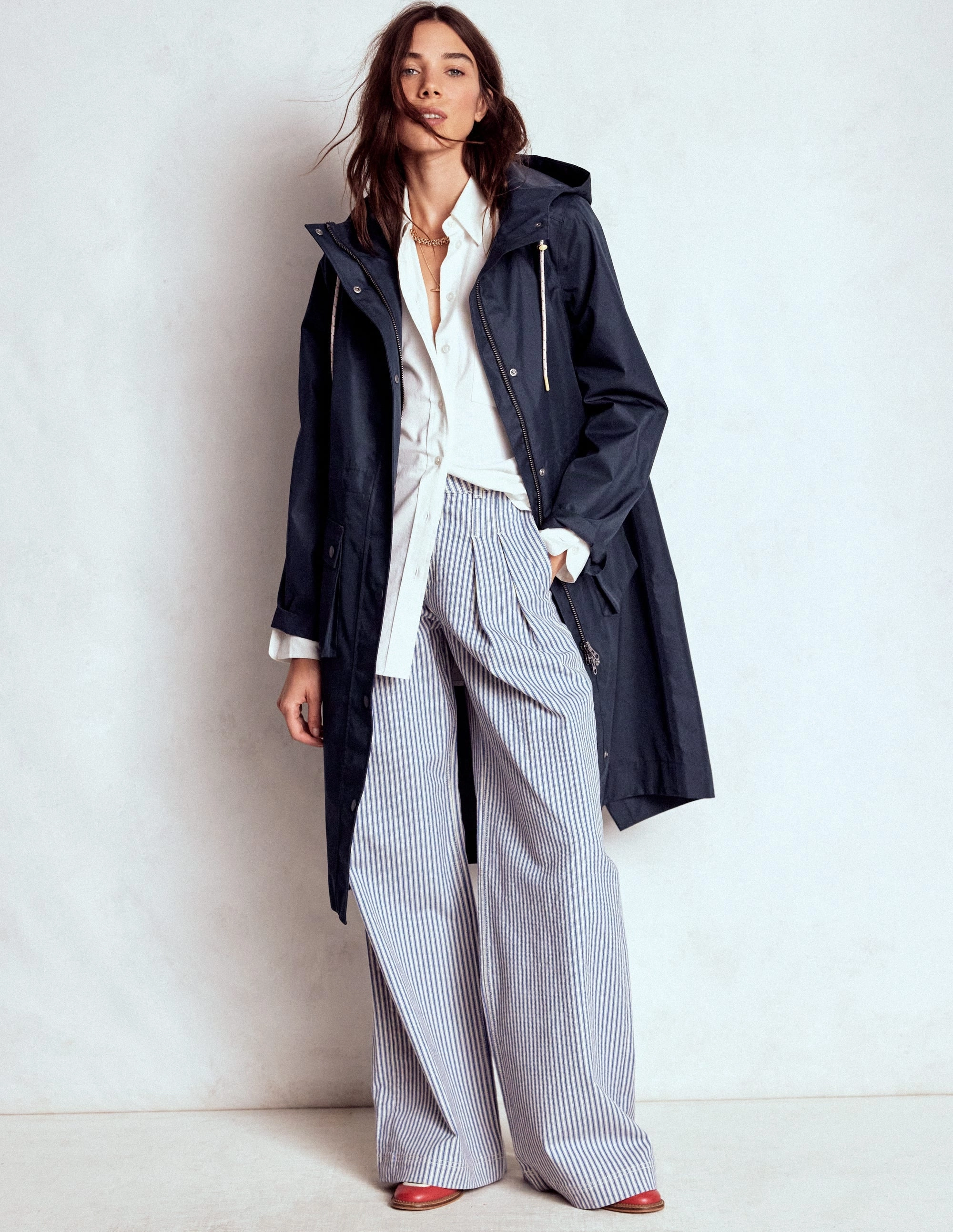 Longline Rain Mac-Navy Colourblock Thermal Regulation System