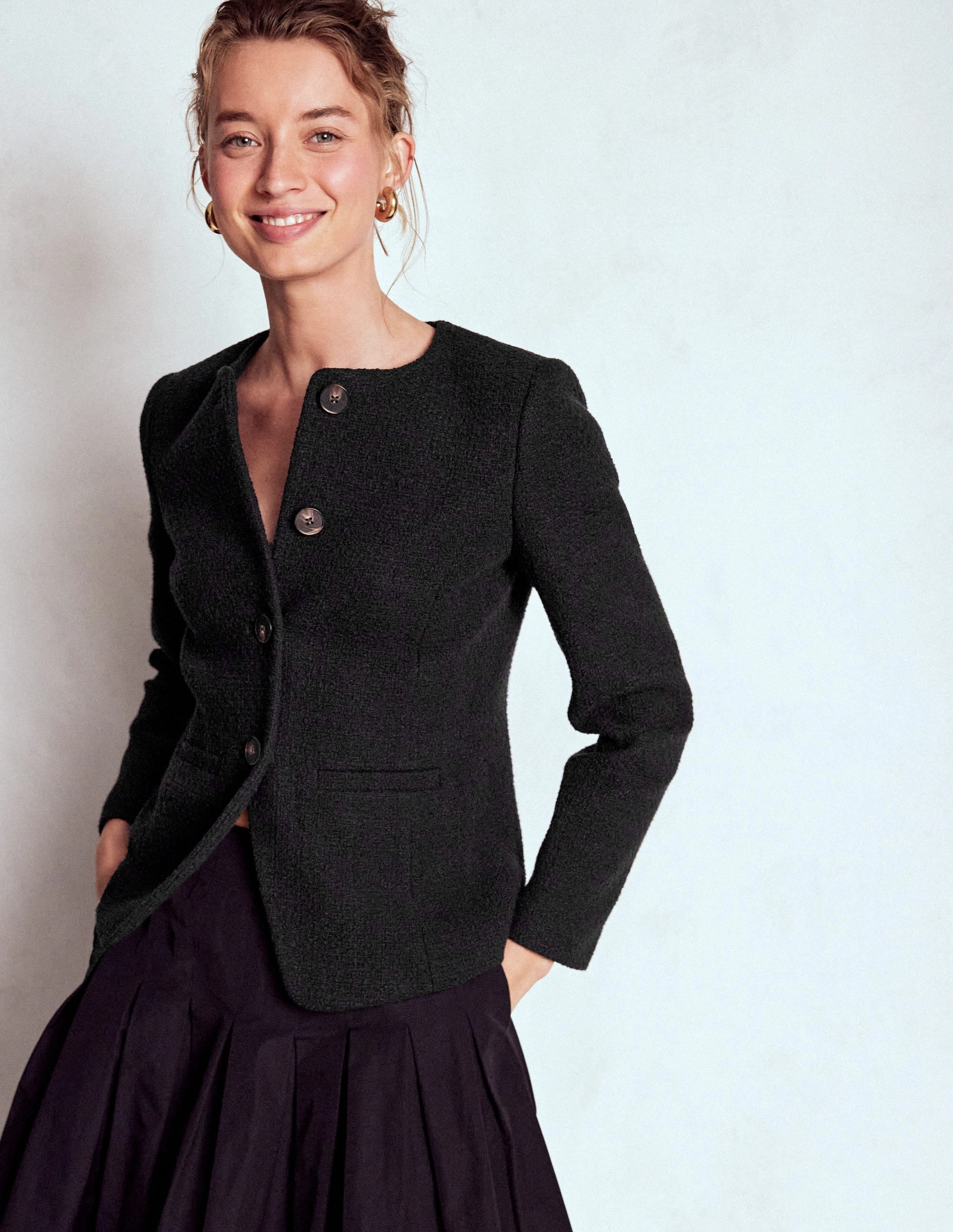 New Cut ScratchResistant Zippers Hampstead Textured Blazer-Black