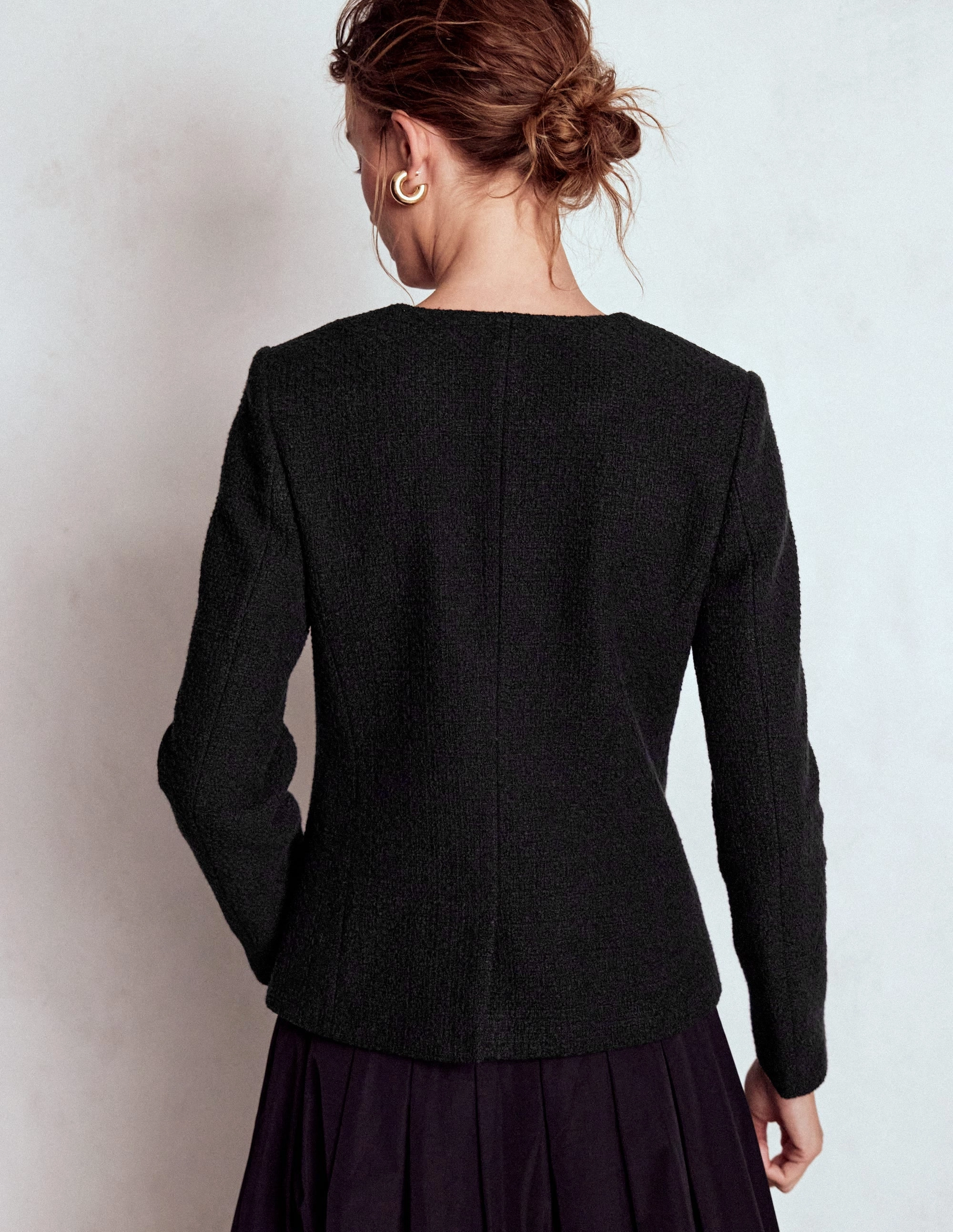 Hampstead Textured Blazer-Black Transitional Layer Mid Length Design