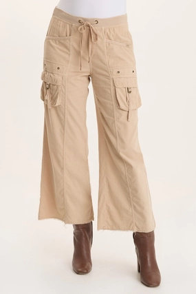 Stretch Flex Water Resistant Finish Heta Corduroy Wide-Leg Drawstring Cargo Pant