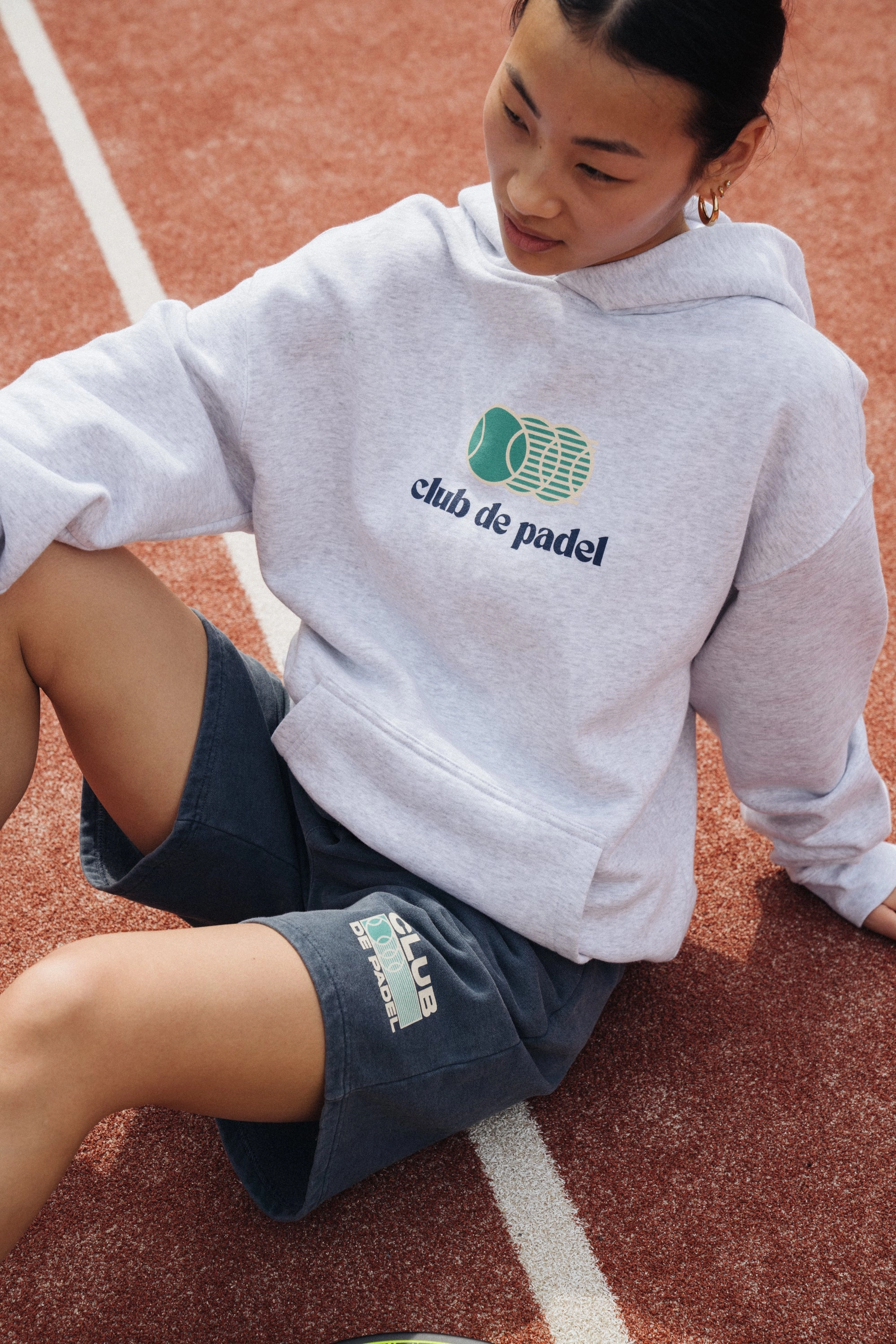 Eco Conscious Material Club de Padel 'Vibora' Hoodie - Ash Grey