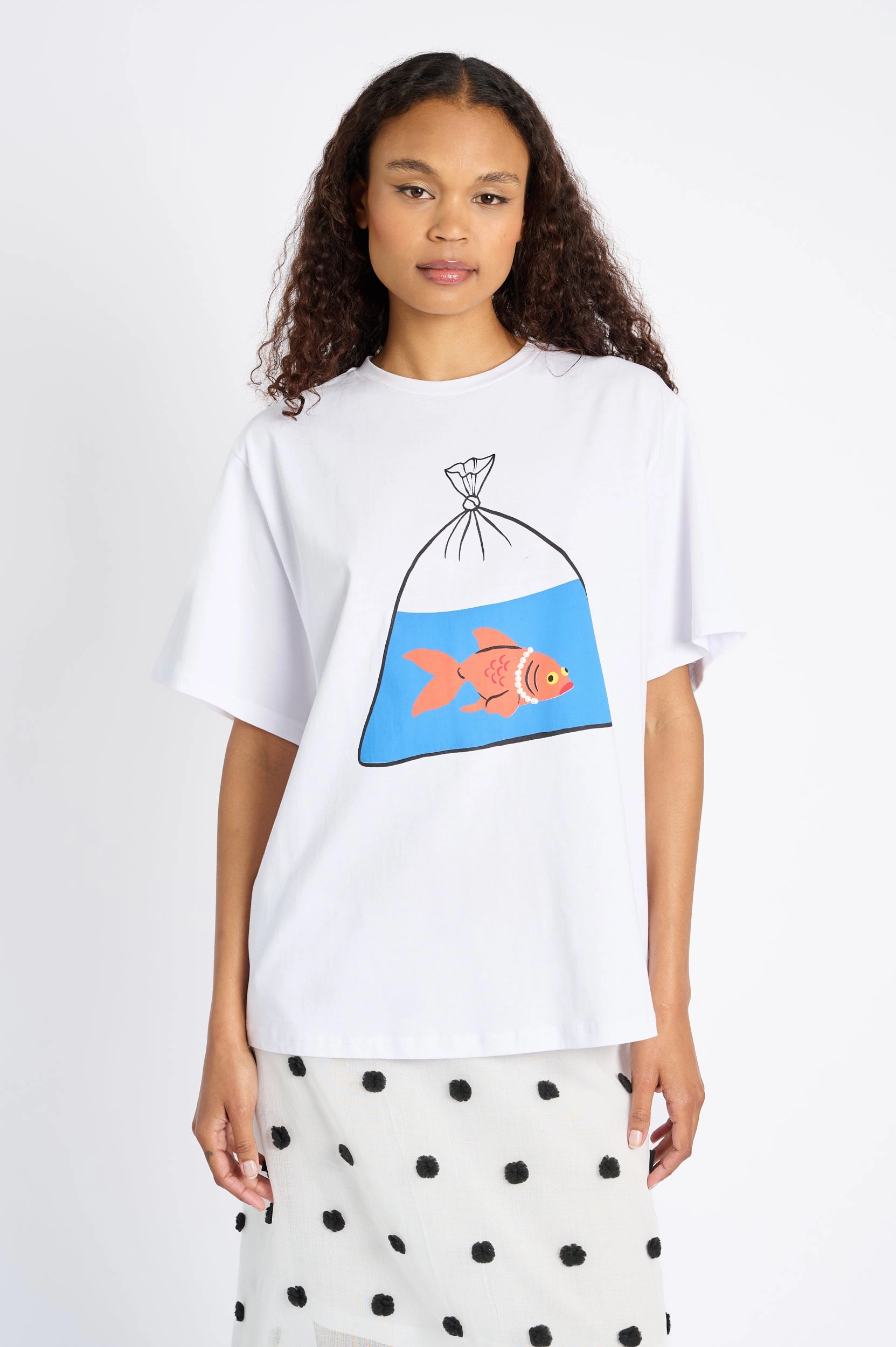 Oversized Printed Tee with Goldfish StretchFit