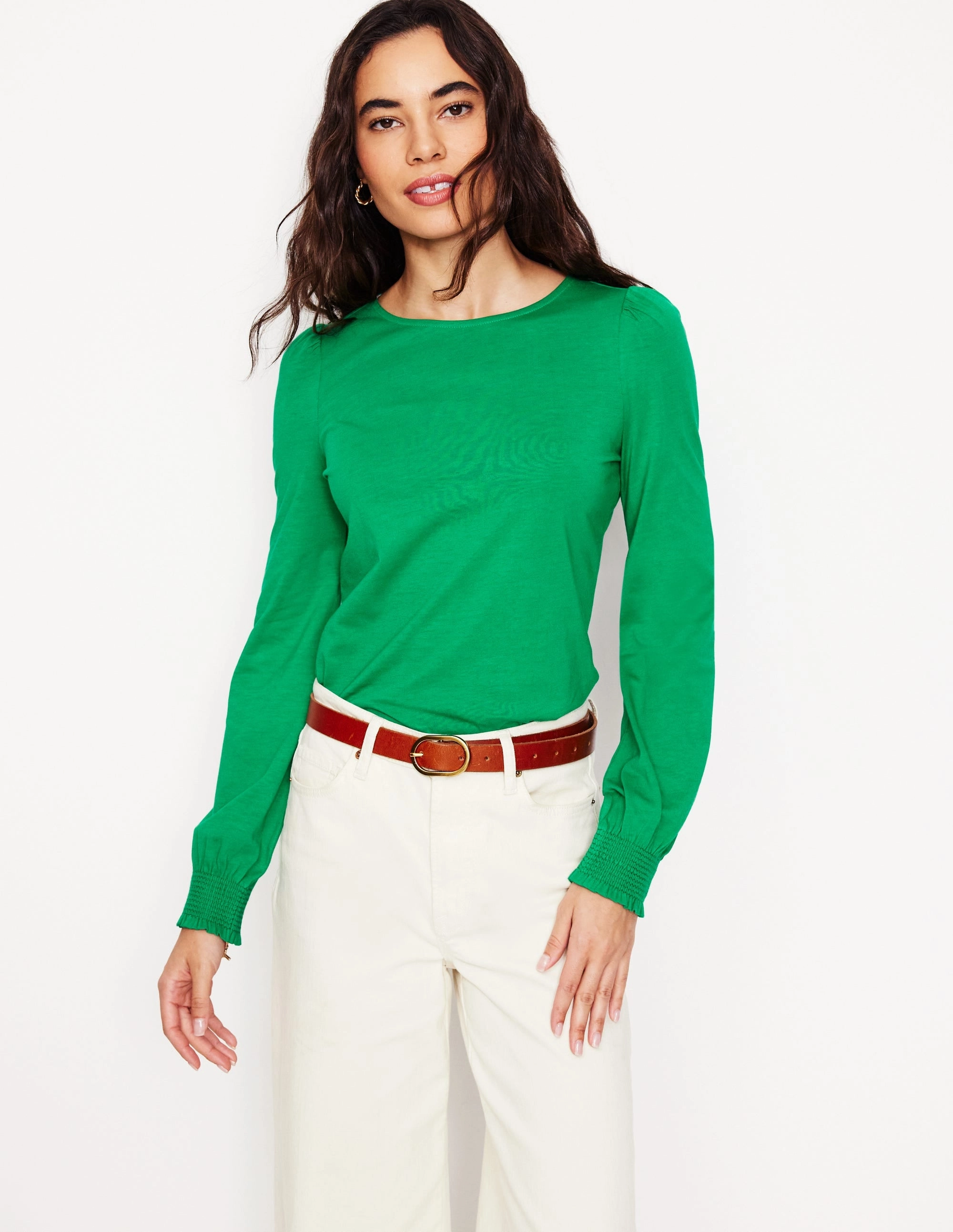 UltraStretch Smocked Cuff Supersoft Top-Rich Emerald Glow In The Dark Accent Trim Eco Conscious Packaging