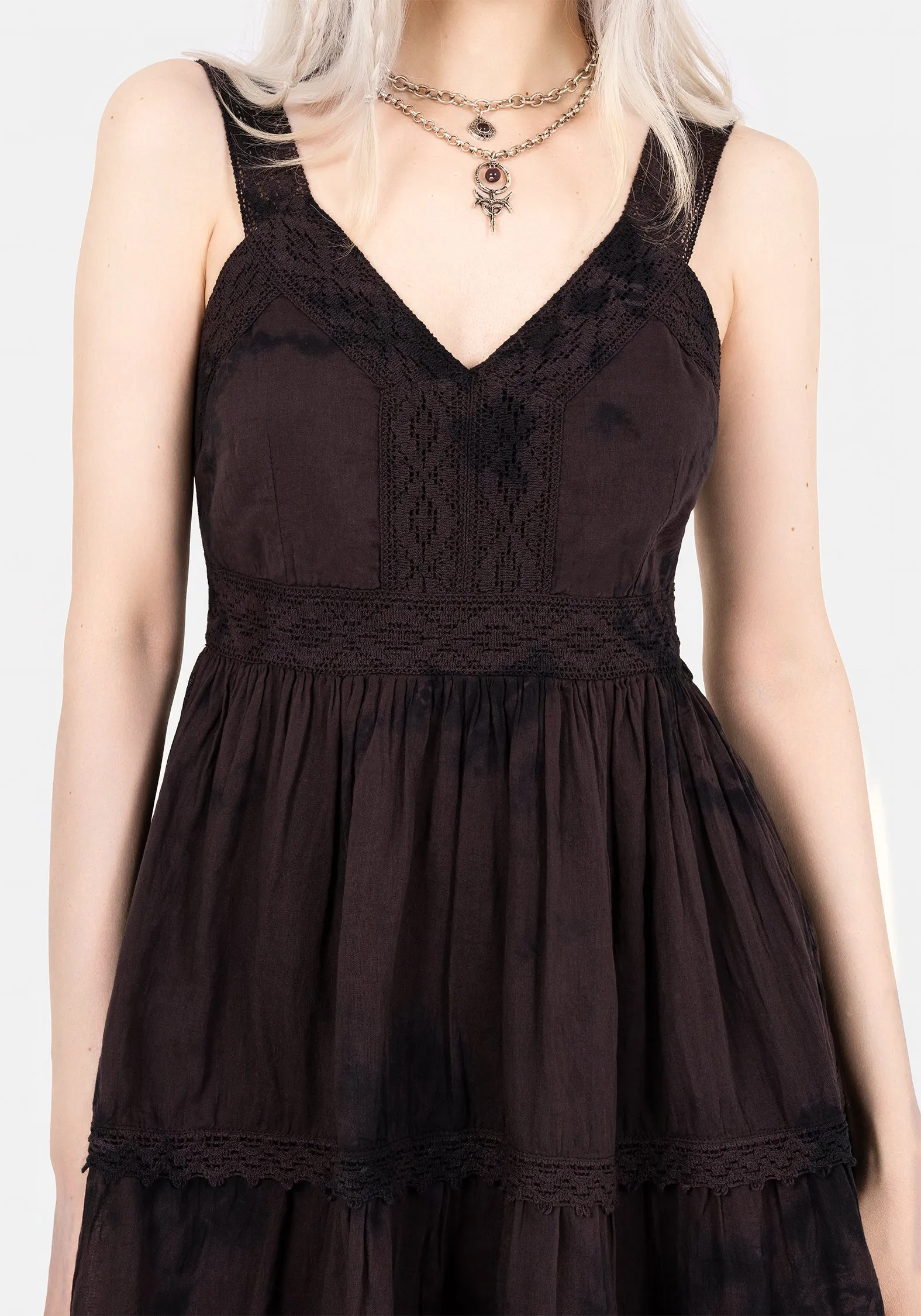 Burnout Tie Dye Cotton Mini Dress Relaxing Style Back Detail