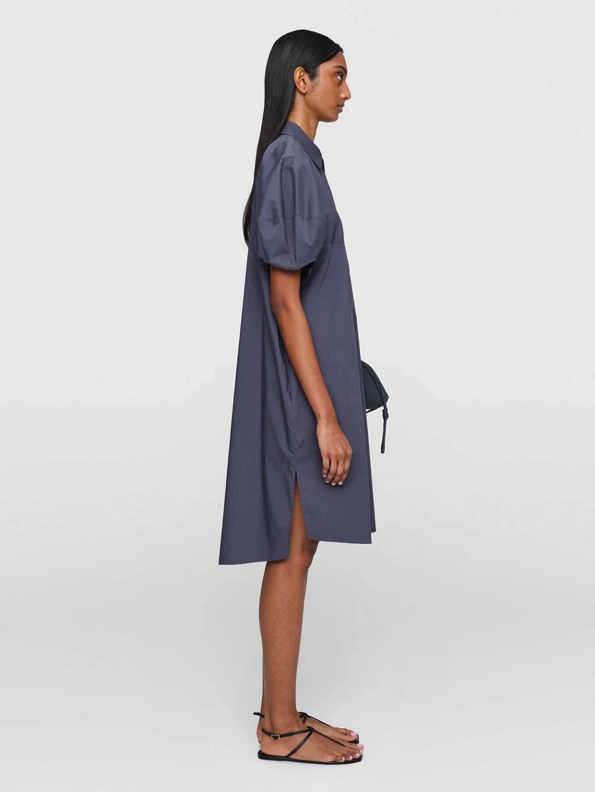 Slate Organic Cotton Poplin Dress Natural Drape