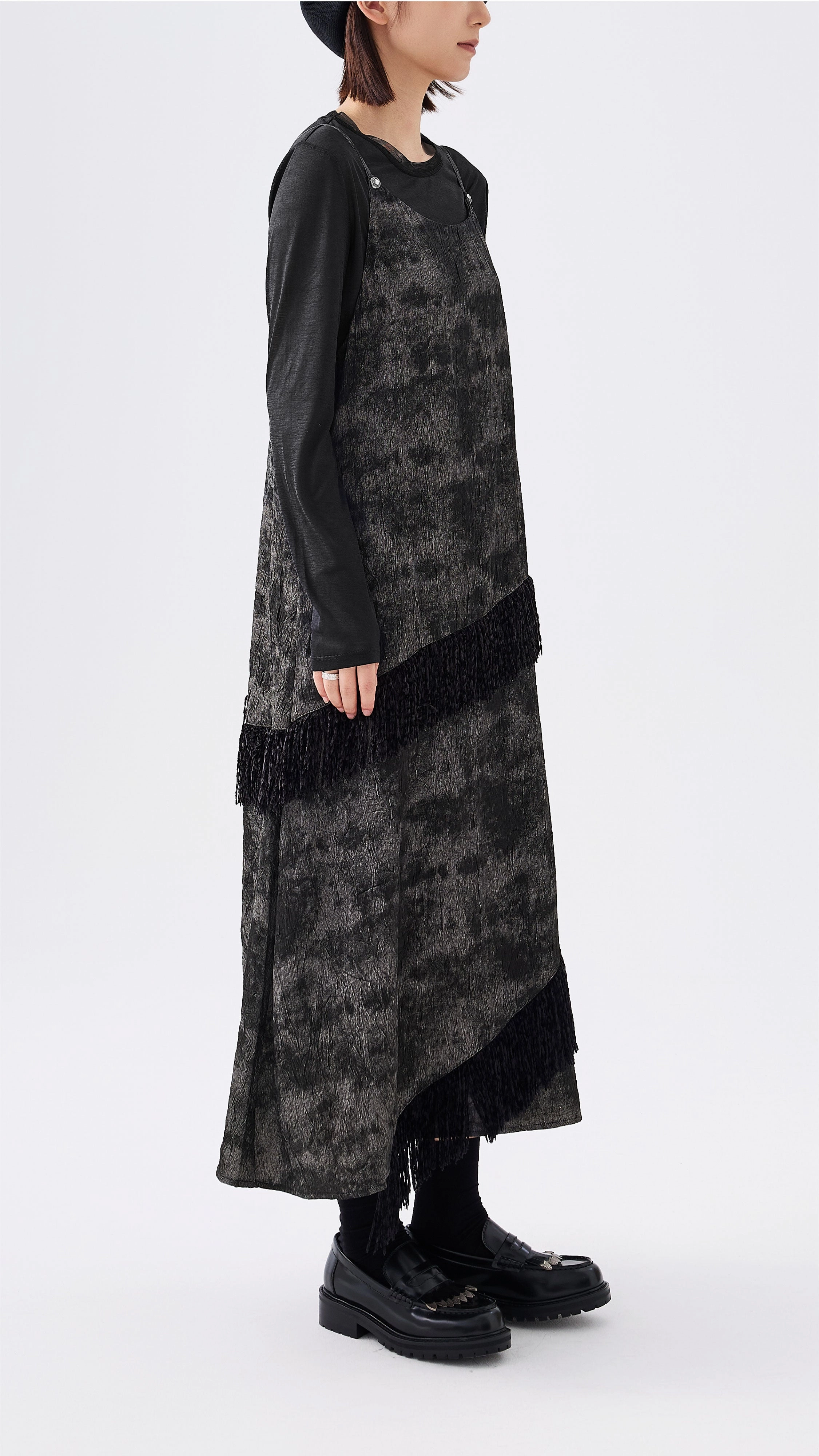 Chic and Cozy Western Faux Denim Cami Dress