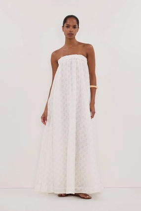 Versatile sundress Statement-Piece ELBA WHITE SHEER STRAPLESS DRESS - PRE ORDER