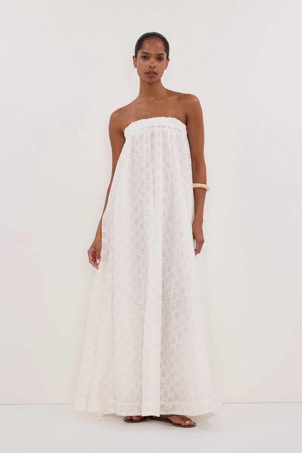 ELBA WHITE SHEER STRAPLESS DRESS - PRE ORDER Office Smart