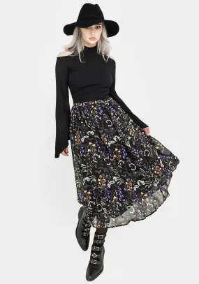 Hemp Blend flared silhouette Vesna Chiffon Midi Skirt