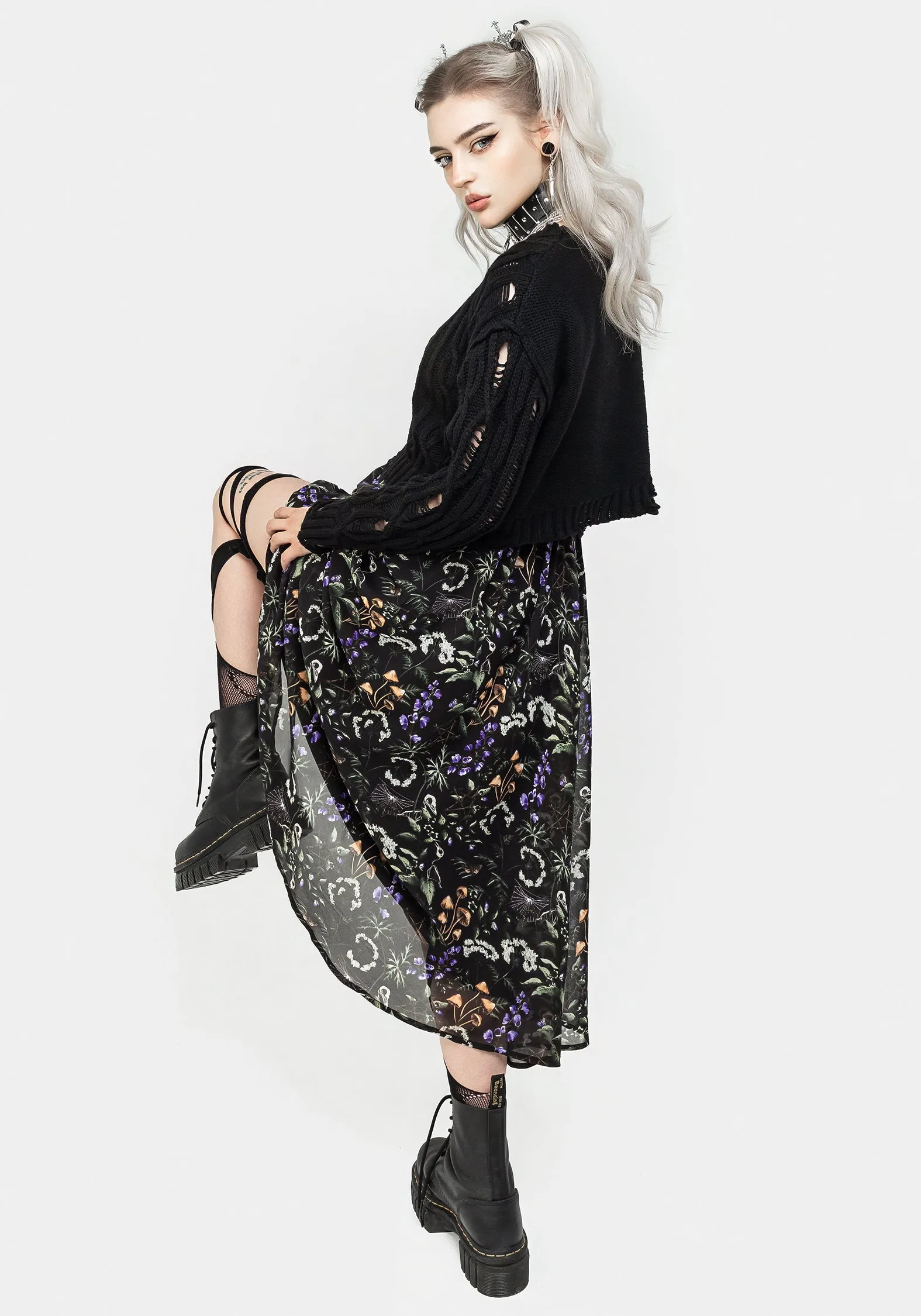 Vesna Chiffon Midi Skirt perforated design
