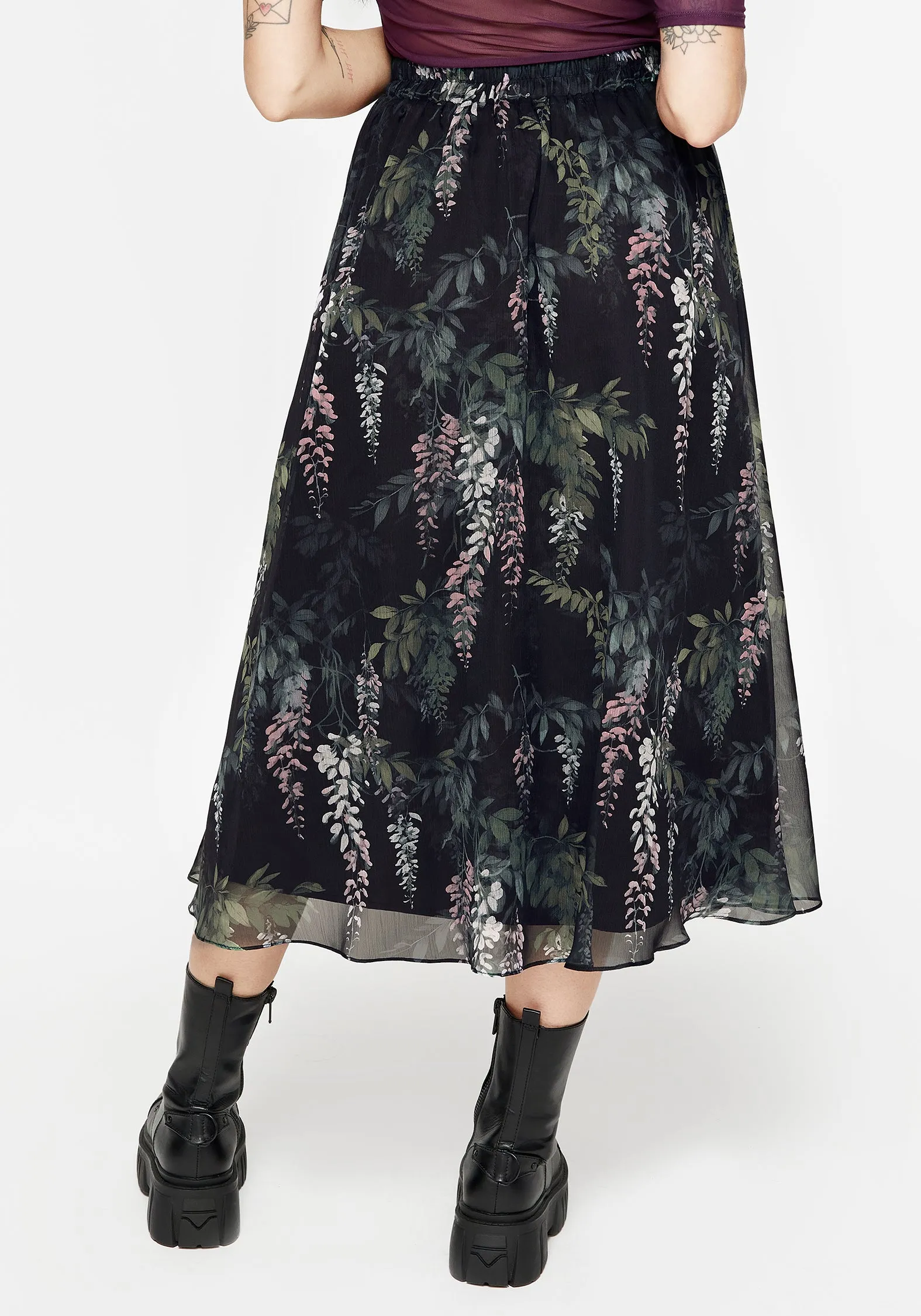 Everyday Line Wisteria Floral Print Chiffon Midi Skirt