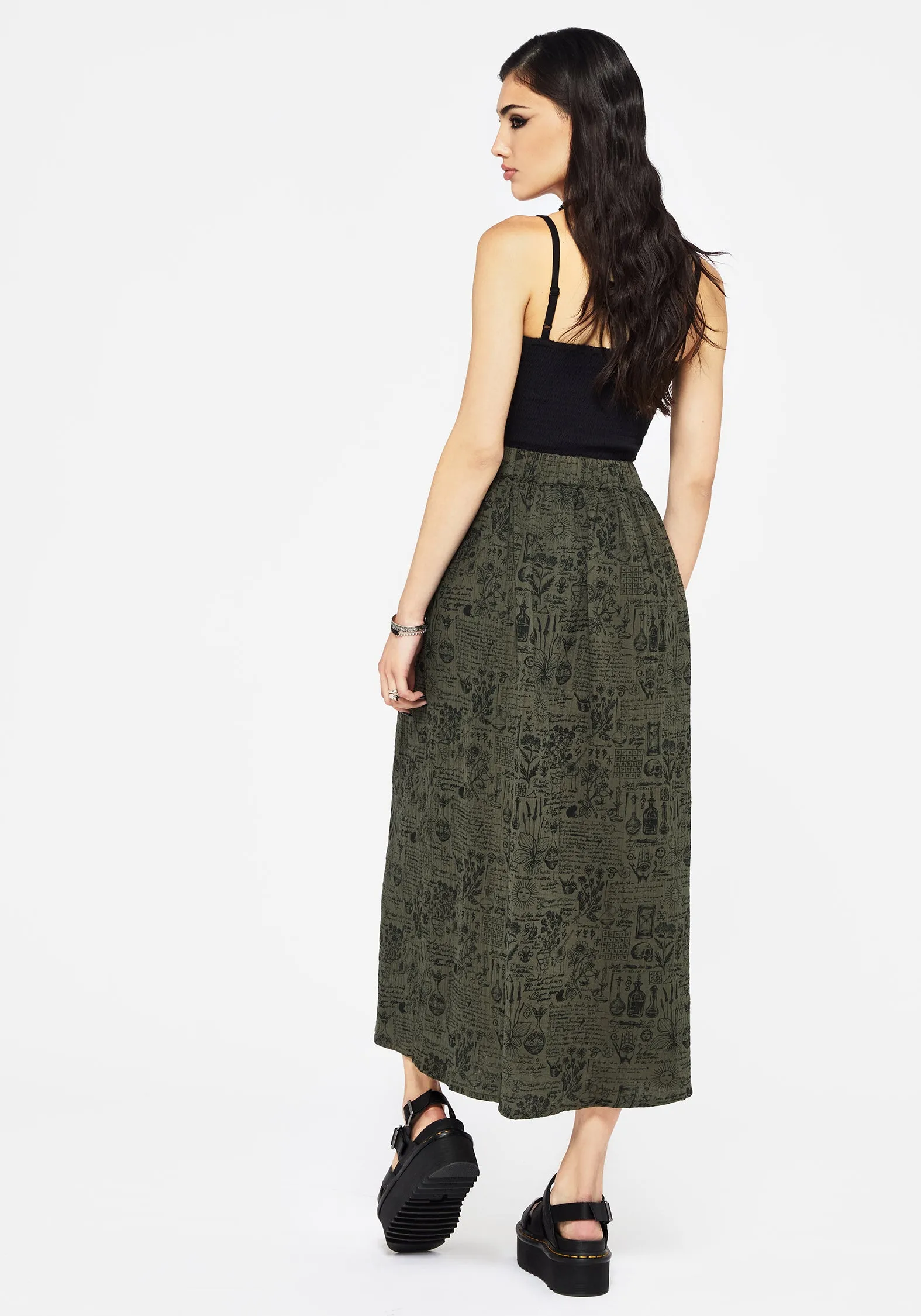 Taddea Cotton Side Button Up Maxi Skirt Fashion Forward Lightweight texture