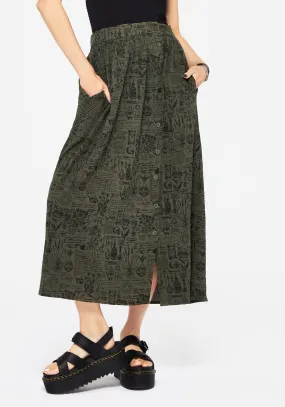 Reinforced Hemline Contemporary Design Taddea Cotton Side Button Up Maxi Skirt