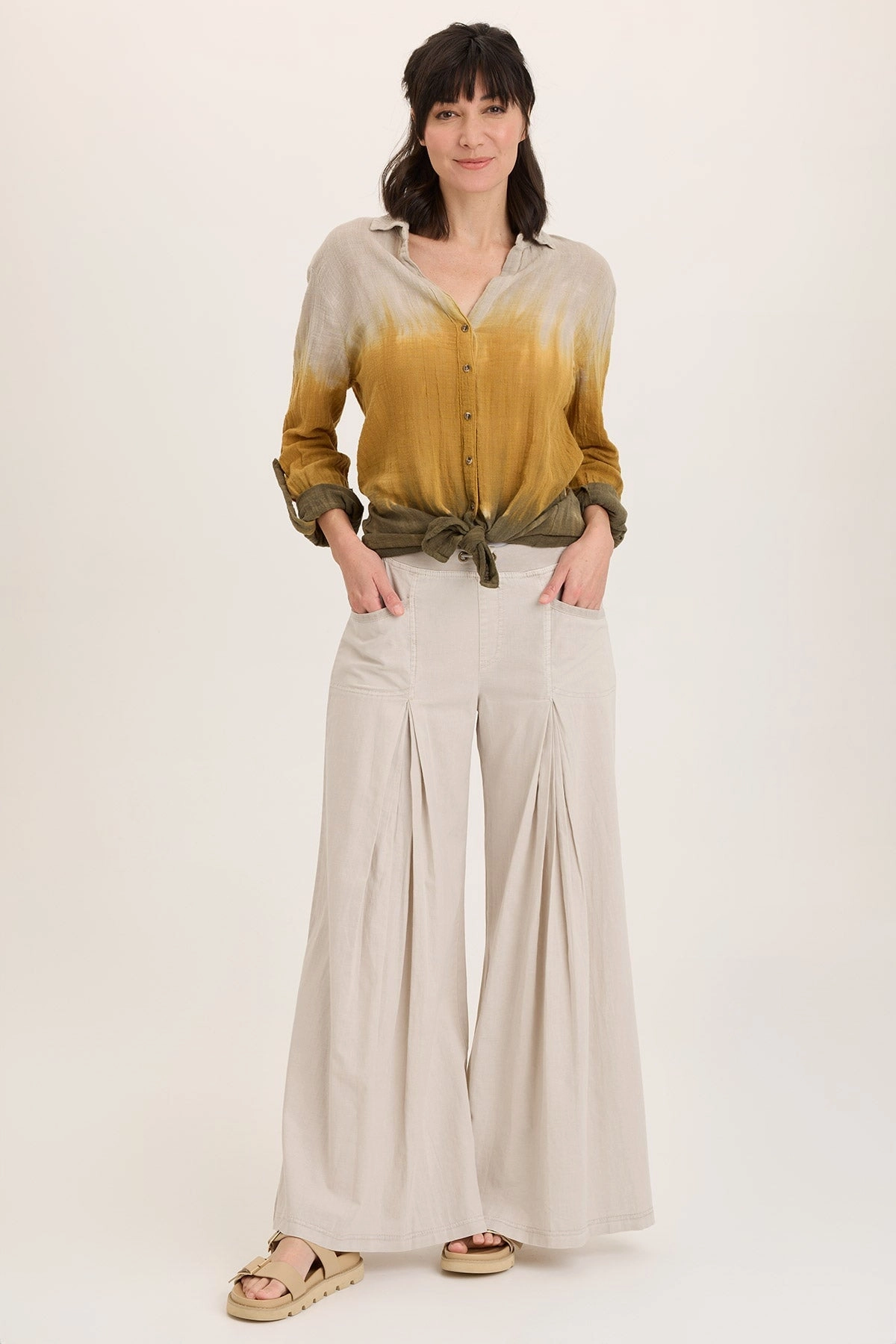 Zorba Linen Ultra Wide Leg Pant Wrinkle Resistant Finish