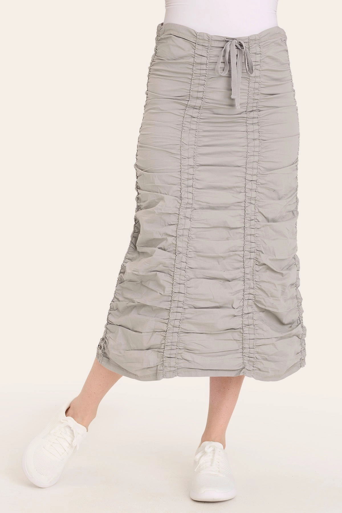 Anti Pilling Treatment Travel Vibes Double Shirred Panel Skirt