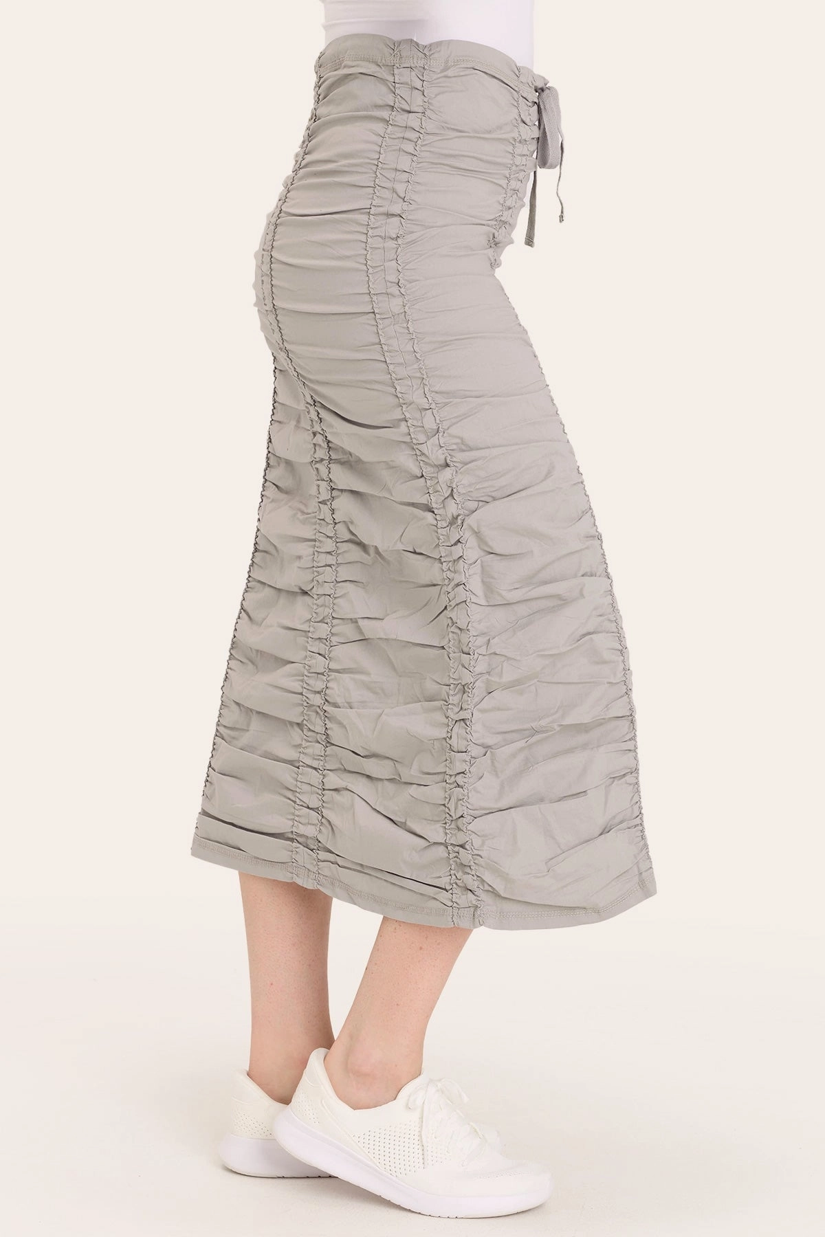 elastic waistband Performance Fashion Double Shirred Panel Skirt