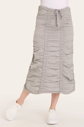 Back Slit Double Shirred Panel Skirt