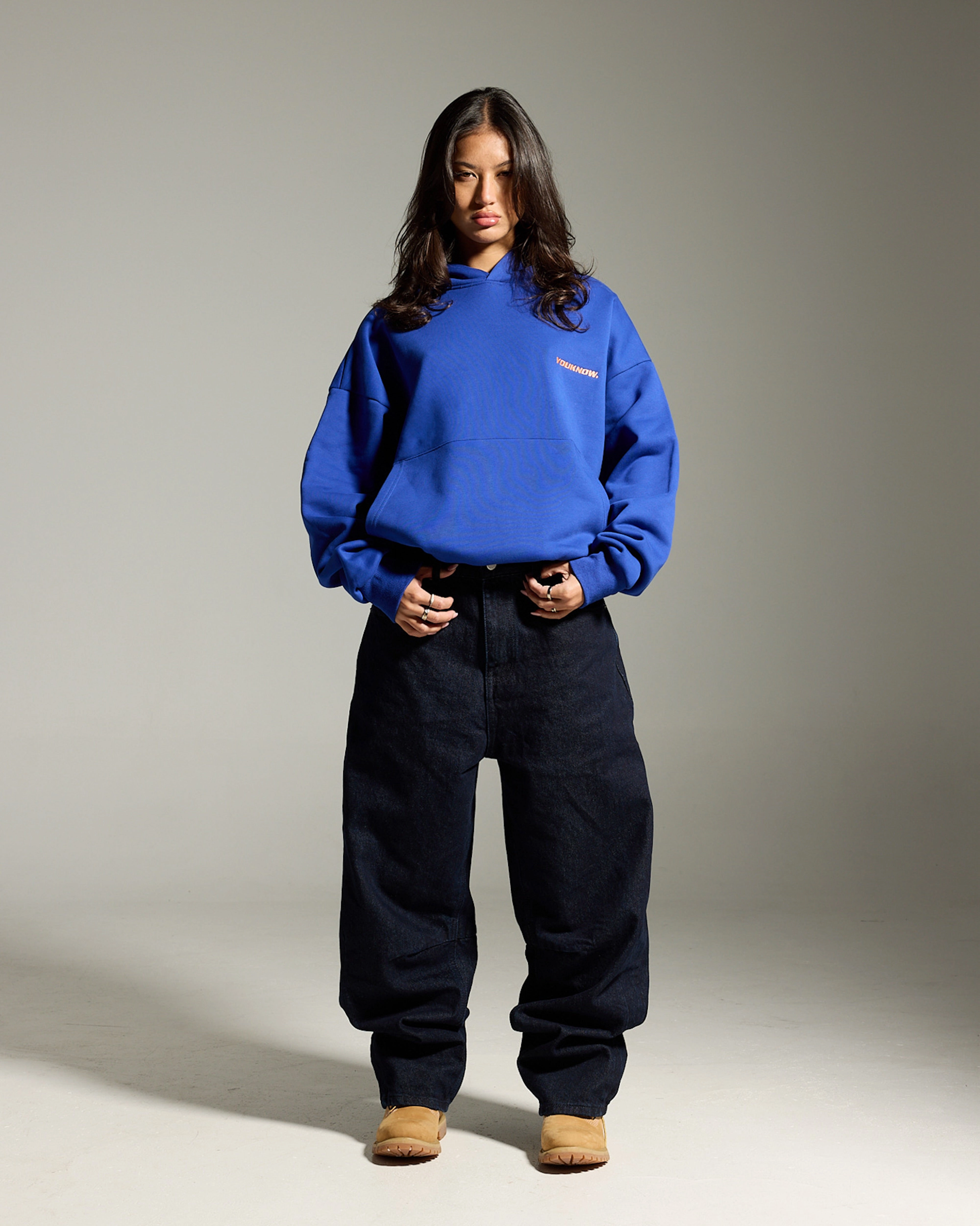 Triple Stitched Seams Leather Accents Outline Icon Hoodie | Ultramarine