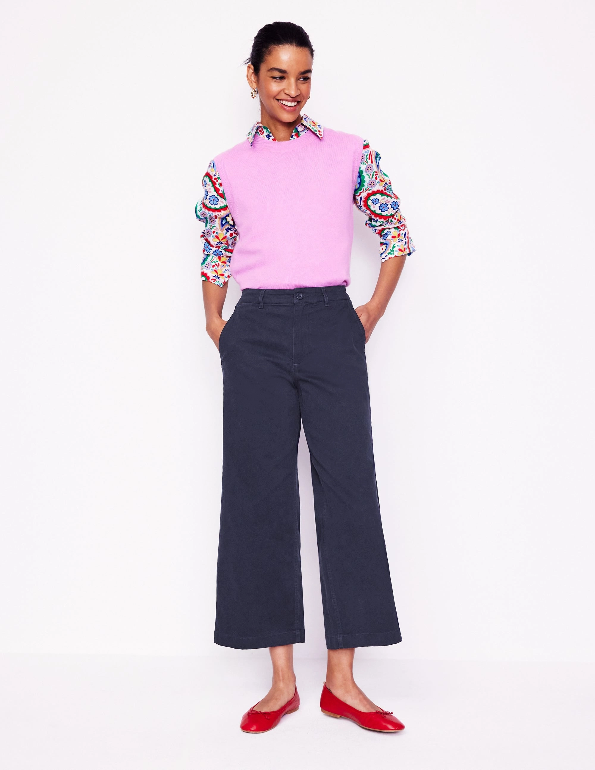 Active Wear Barnsbury Crop Chino Trousers-Navy