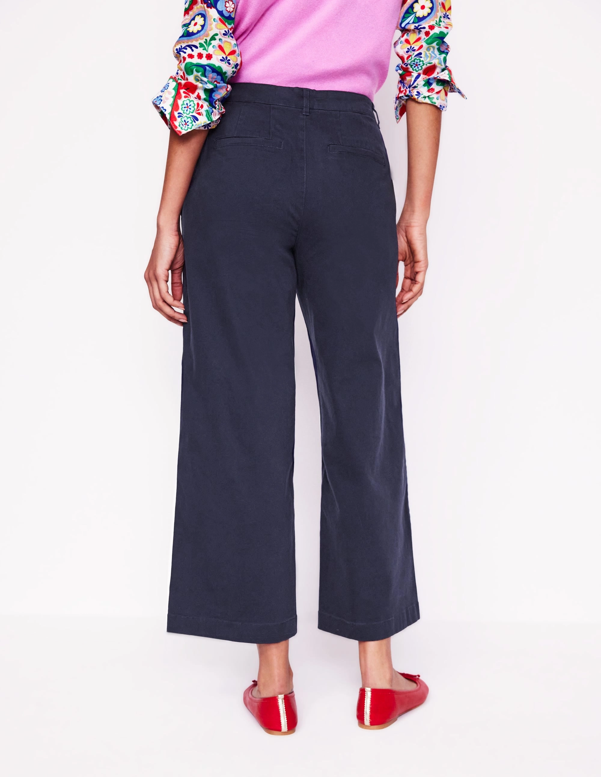 Barnsbury Crop Chino Trousers-Navy Lightweight Fabric DurableReinforcedMaterial