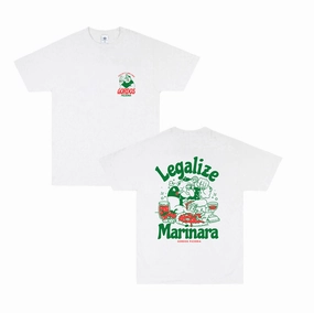 Taped Neckline Soft and Relaxed World Famous Gordos 'Legalize Marinara' Tee - White