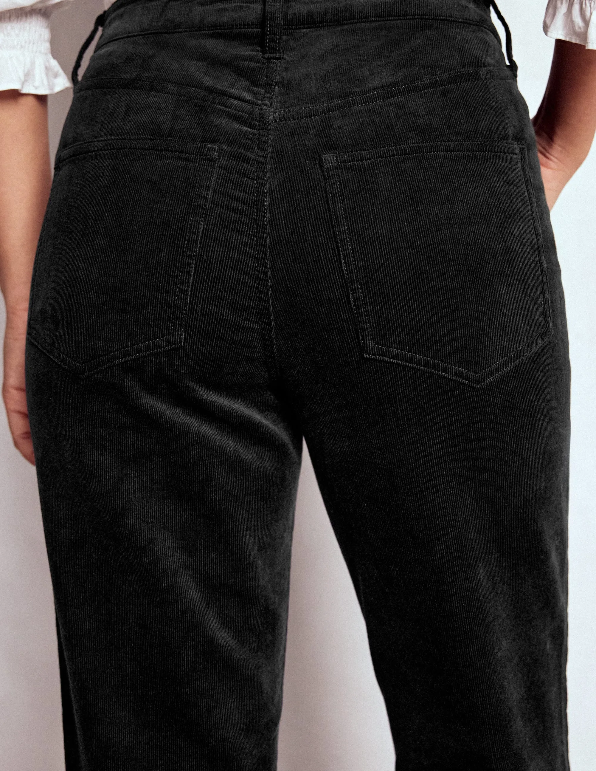 Anti Bacterial Treatment Erasable Logo Patch High-Waisted Cord Slim Jeans-Black