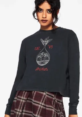 Biodegradable material ReflectiveTrim Anointing Long Sleeve Graphic Jersey Crop Top