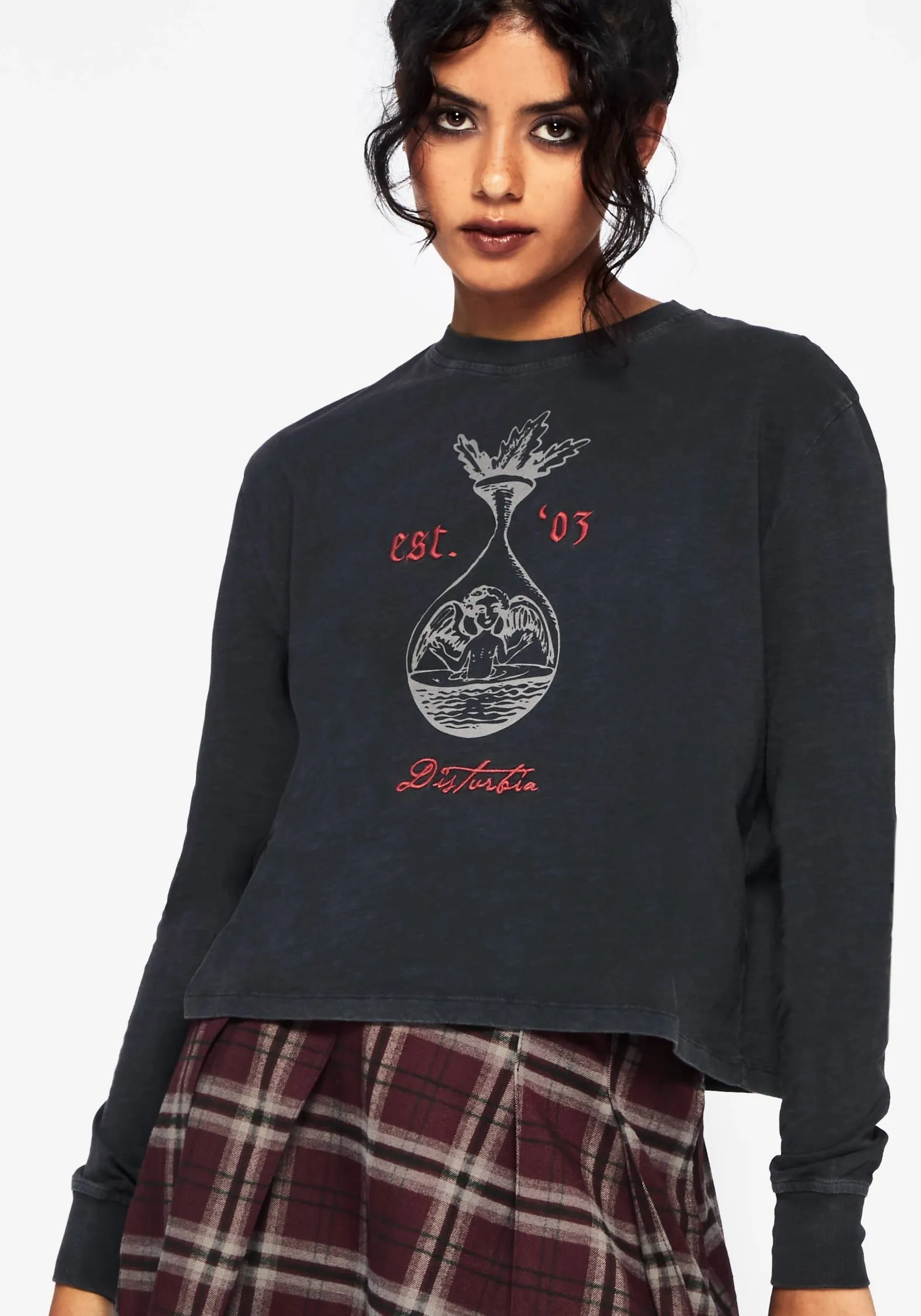Biodegradable material ReflectiveTrim Anointing Long Sleeve Graphic Jersey Crop Top
