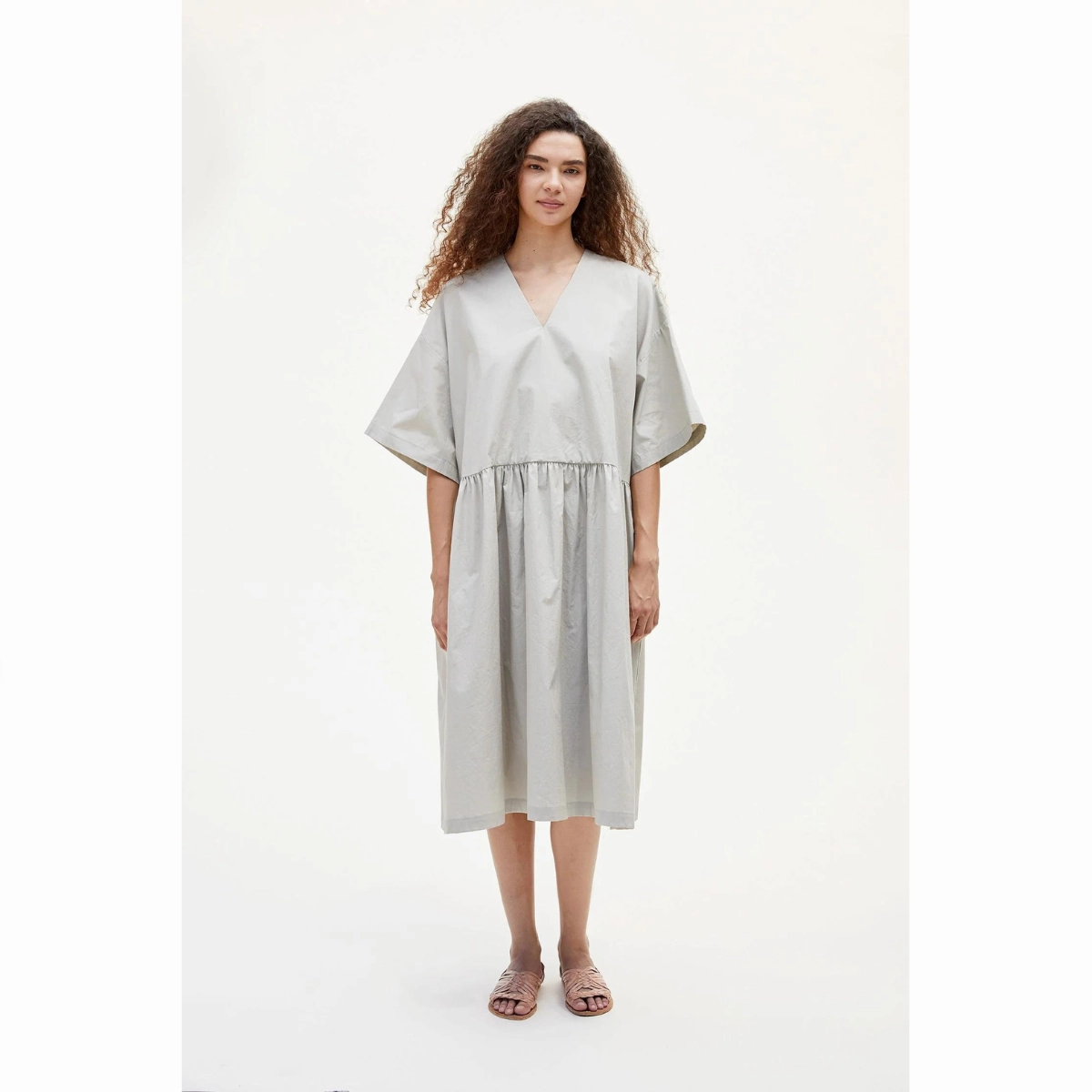 V-Neck Dress Stone Perfectly Styled Sharp Look