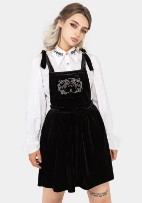 Vampyrum Bat Embroidered Mini Pinafore Dress Form Flow Crisp Finish