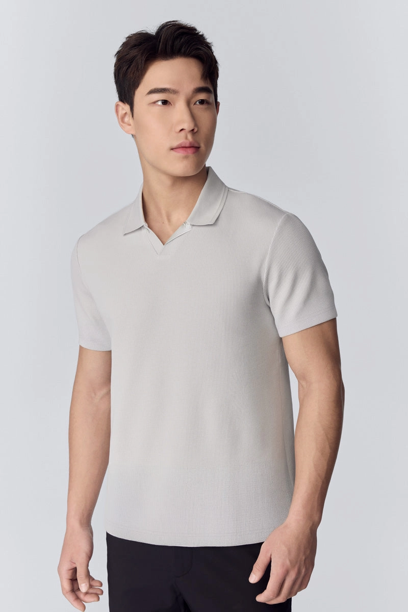 Outdoor Wear Waffle-Knit Polo | Light Grey GYFL01