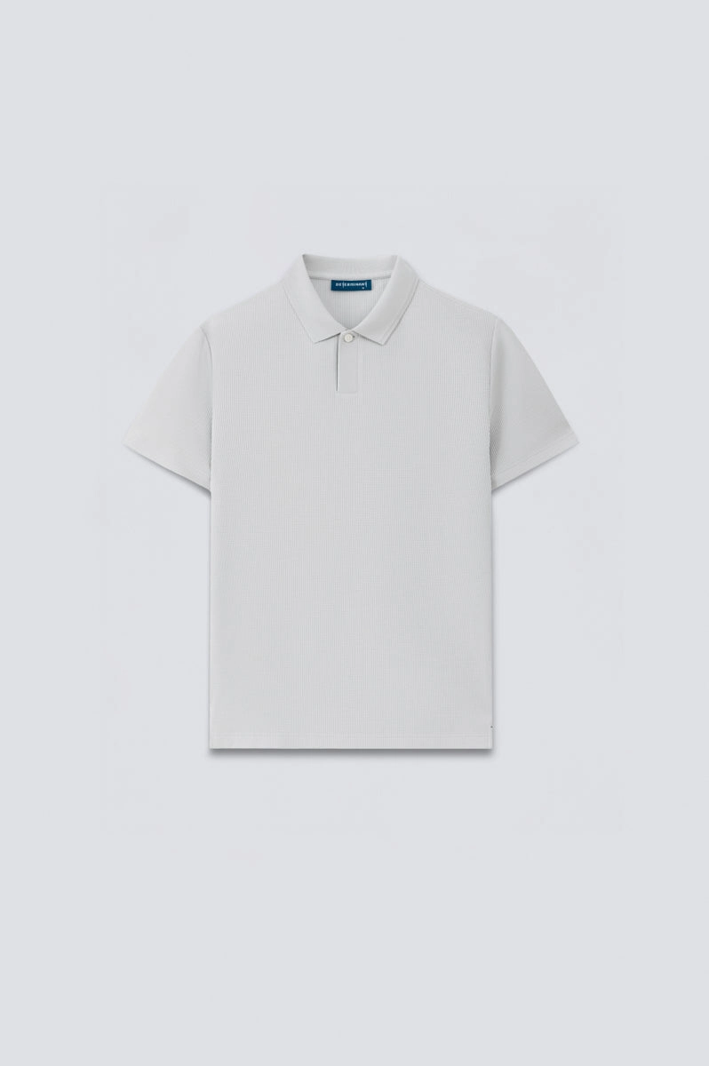Waffle-Knit Polo | Light Grey GYFL01 Chill Look Elegant Comfort