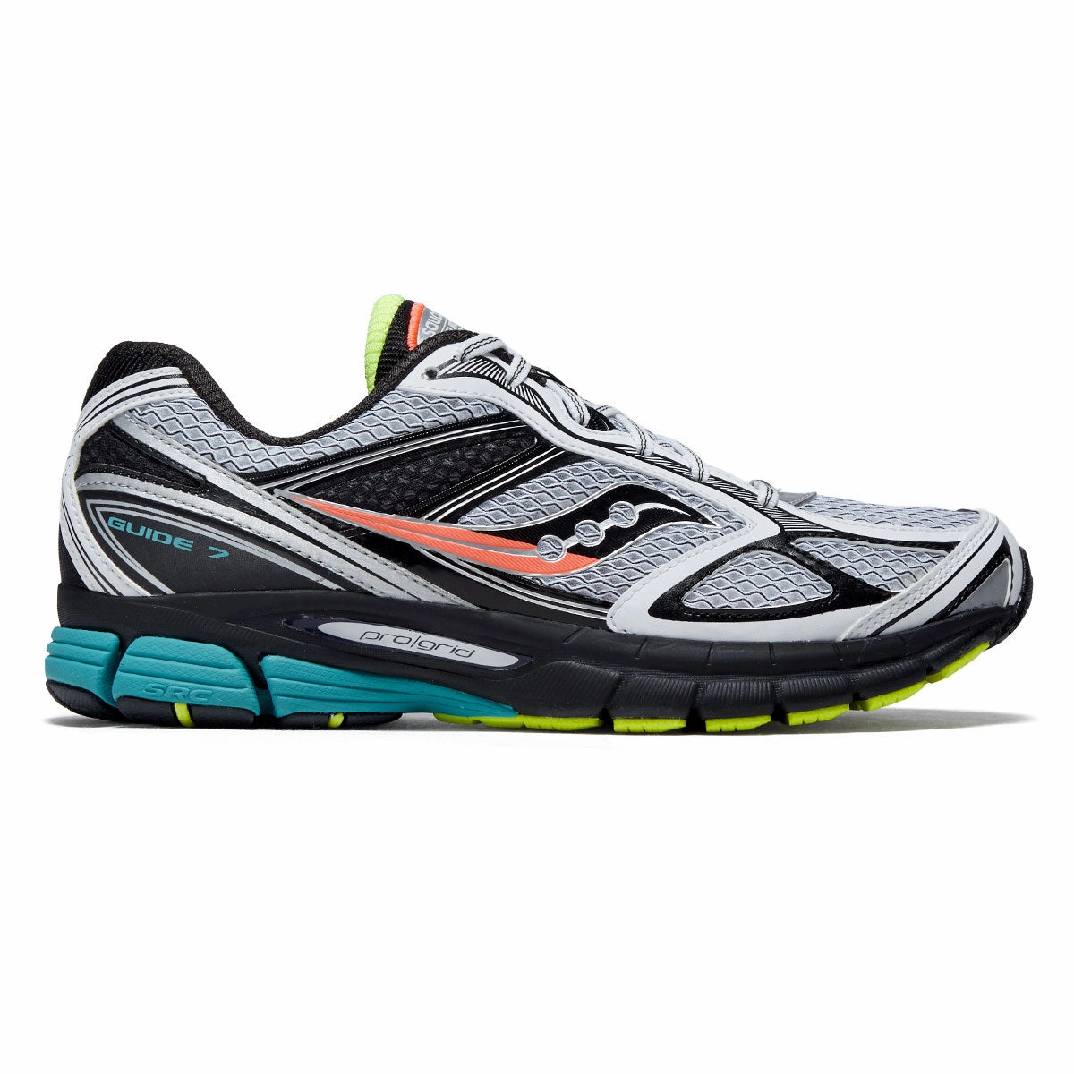 Saucony Progrid Guide 7 Shoes - White/Teal Reinforced toe cap