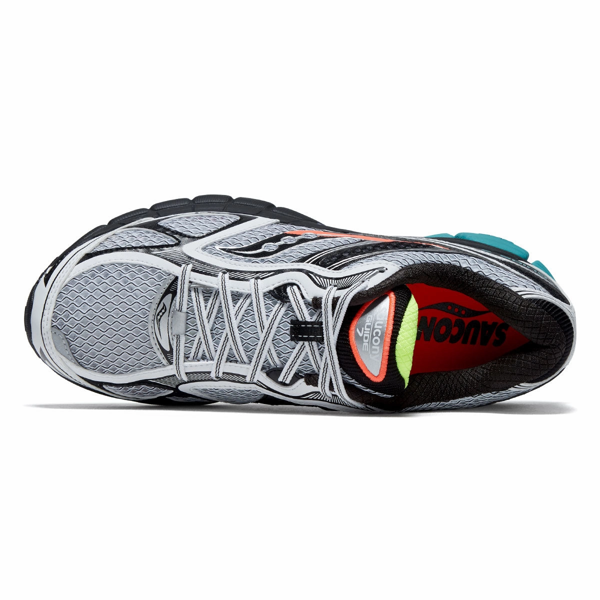 Gentle Texture Saucony Progrid Guide 7 Shoes - White/Teal