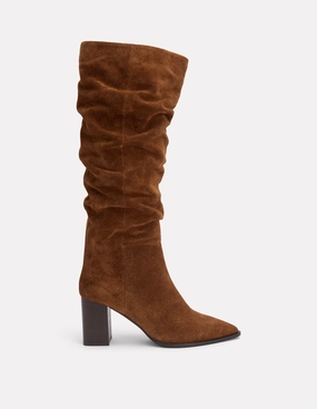 Neutral Colors Vera Block Heel Point Boots-Tan