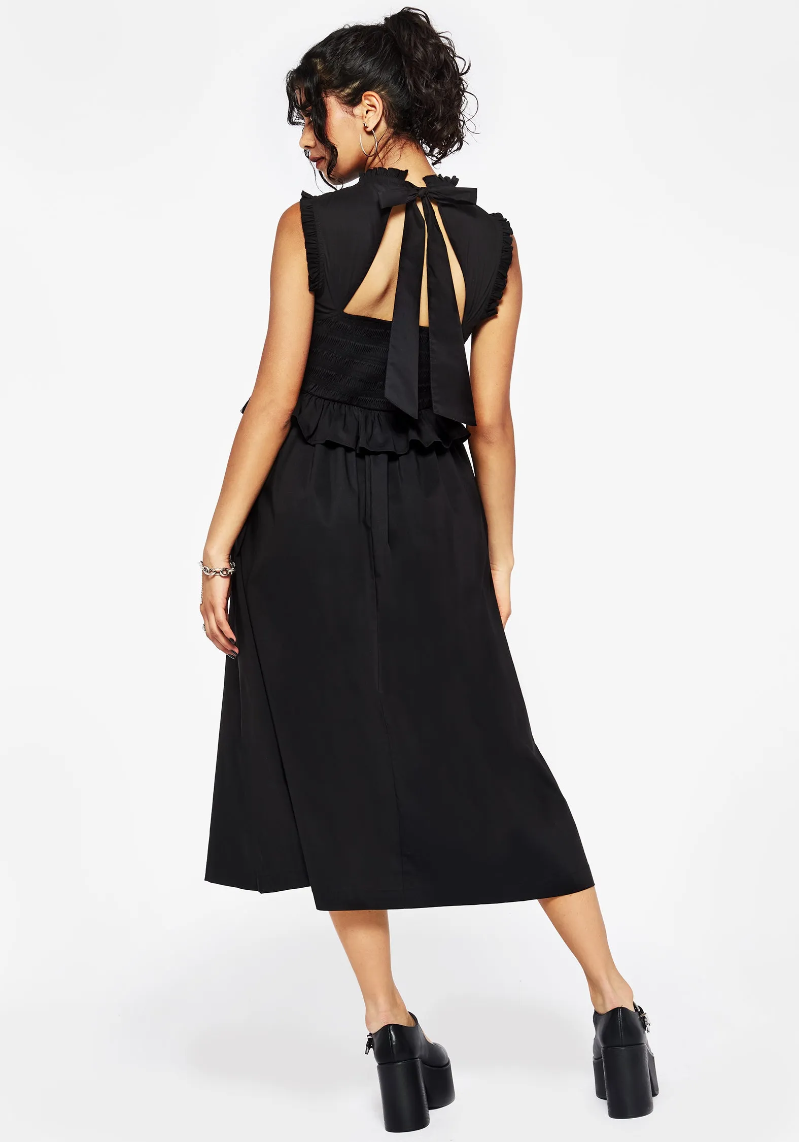 Simple Touch Veronica Cotton Smocked Bodice Bow Detail Midi Dress