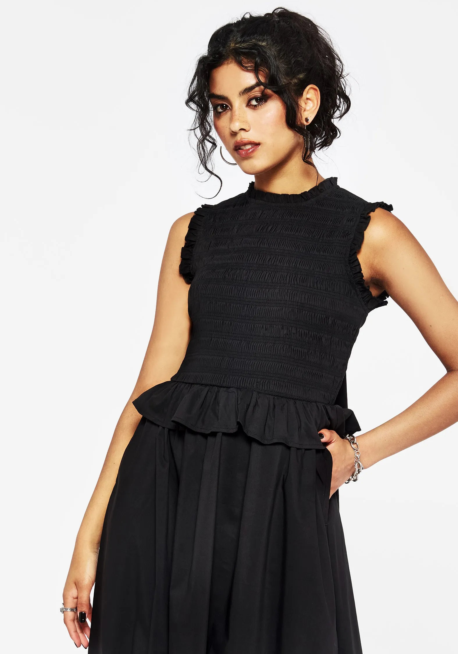 Veronica Cotton Smocked Bodice Bow Detail Midi Dress Calm Fit