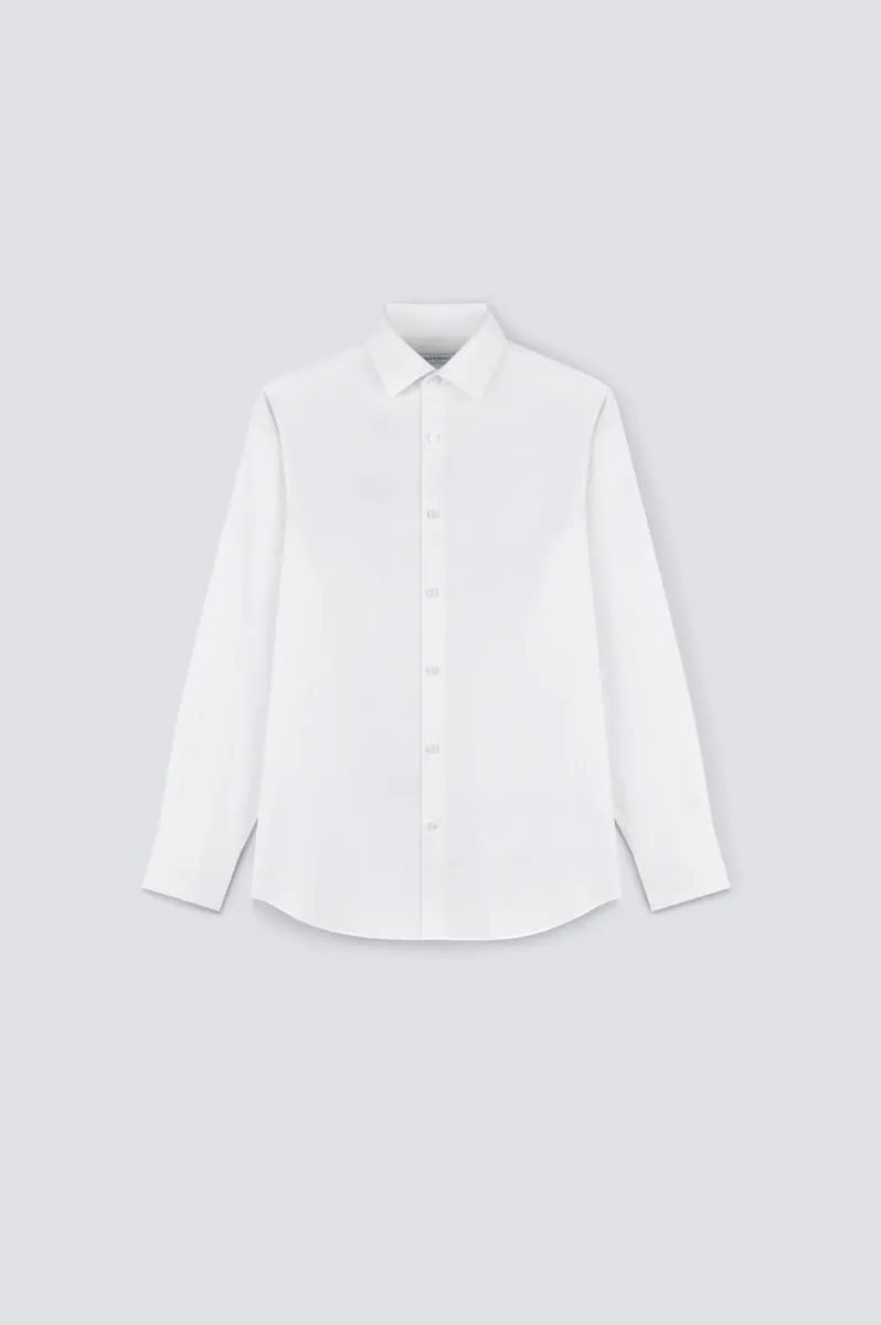 Work Appropriate First Date Supreme Cotton Herringbone Dress Shirt | White WH001Z