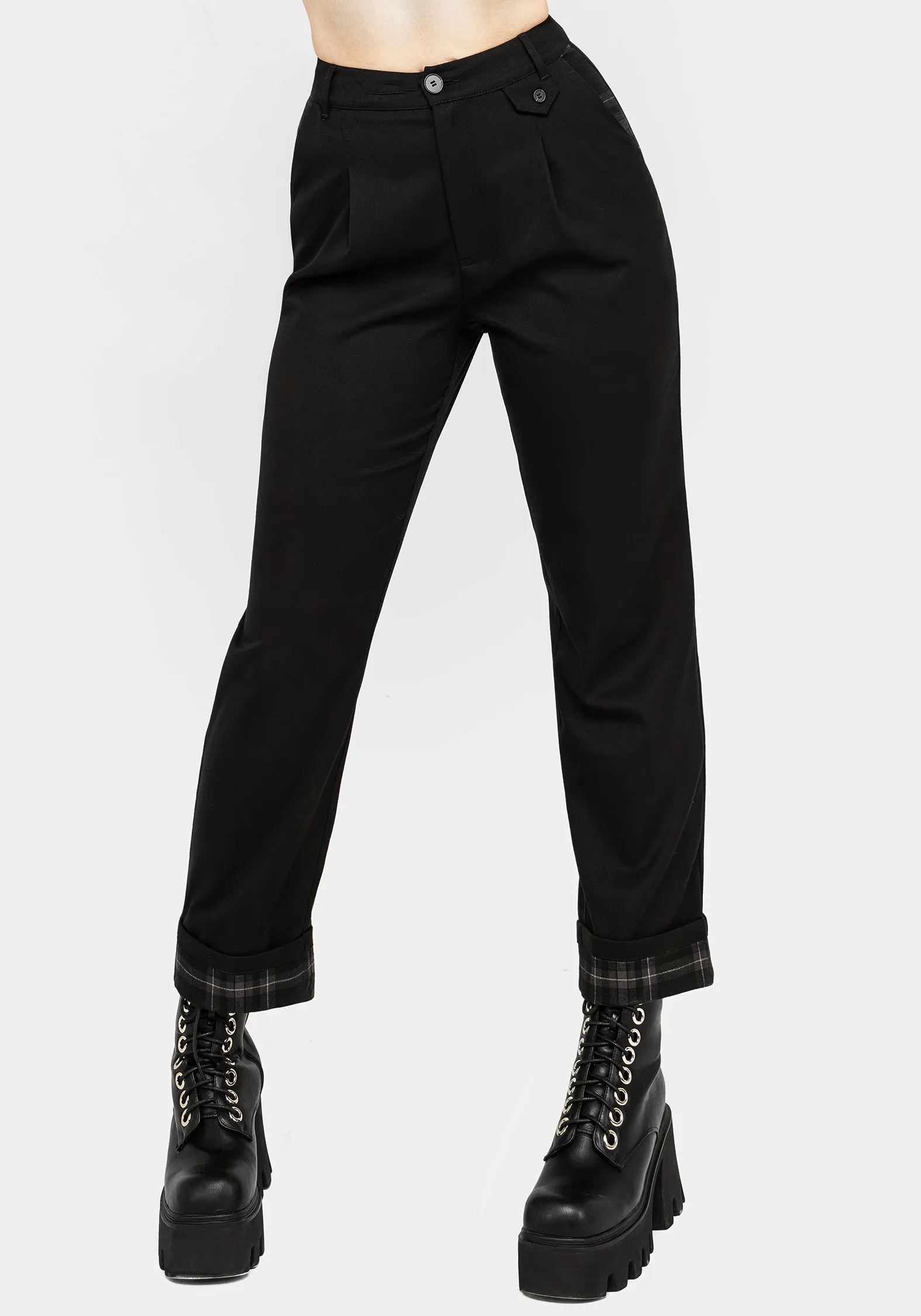 Clover Check Contrast Trousers Comfy Active Feminine Cut