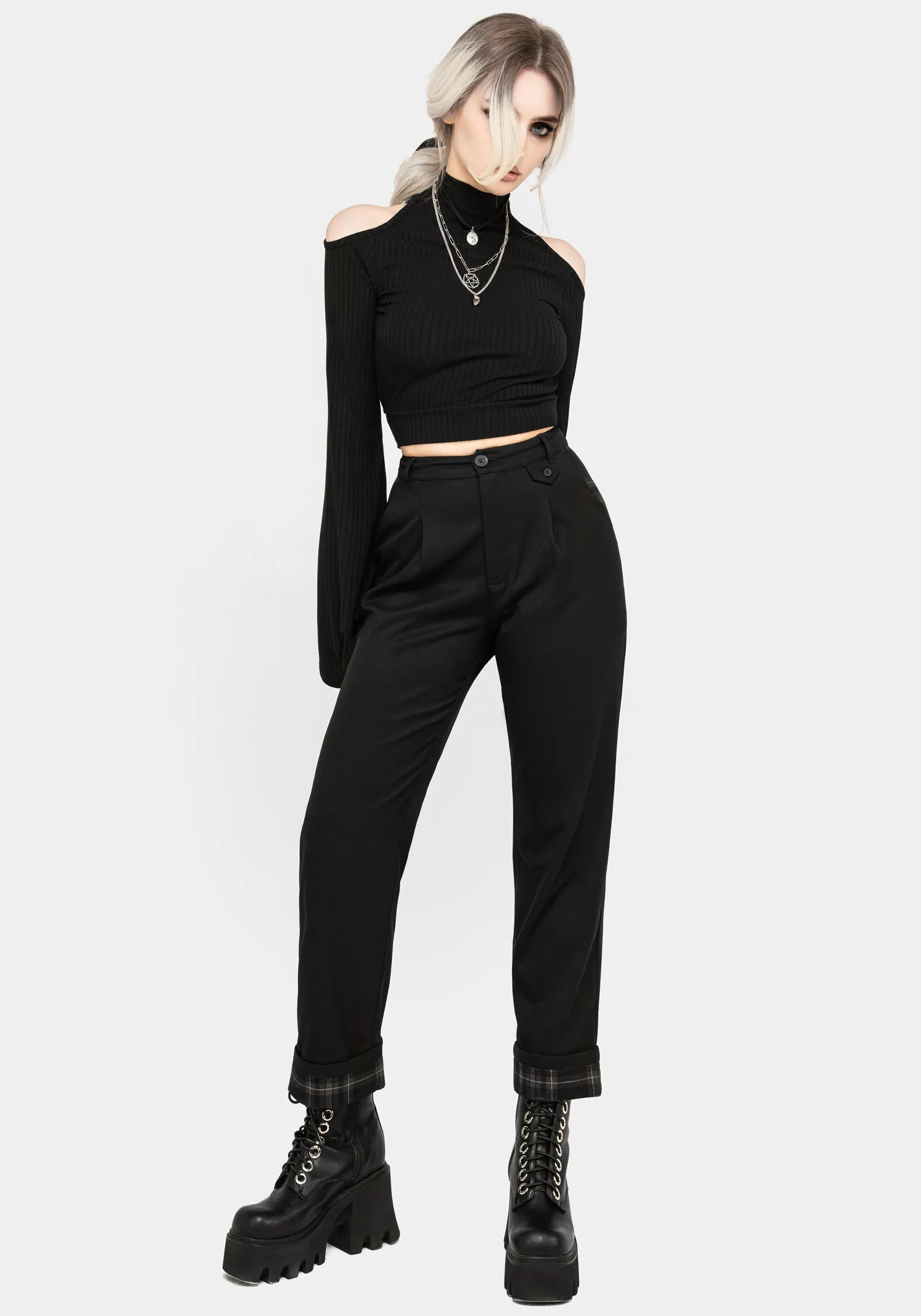 Mesh Lined Clover Check Contrast Trousers