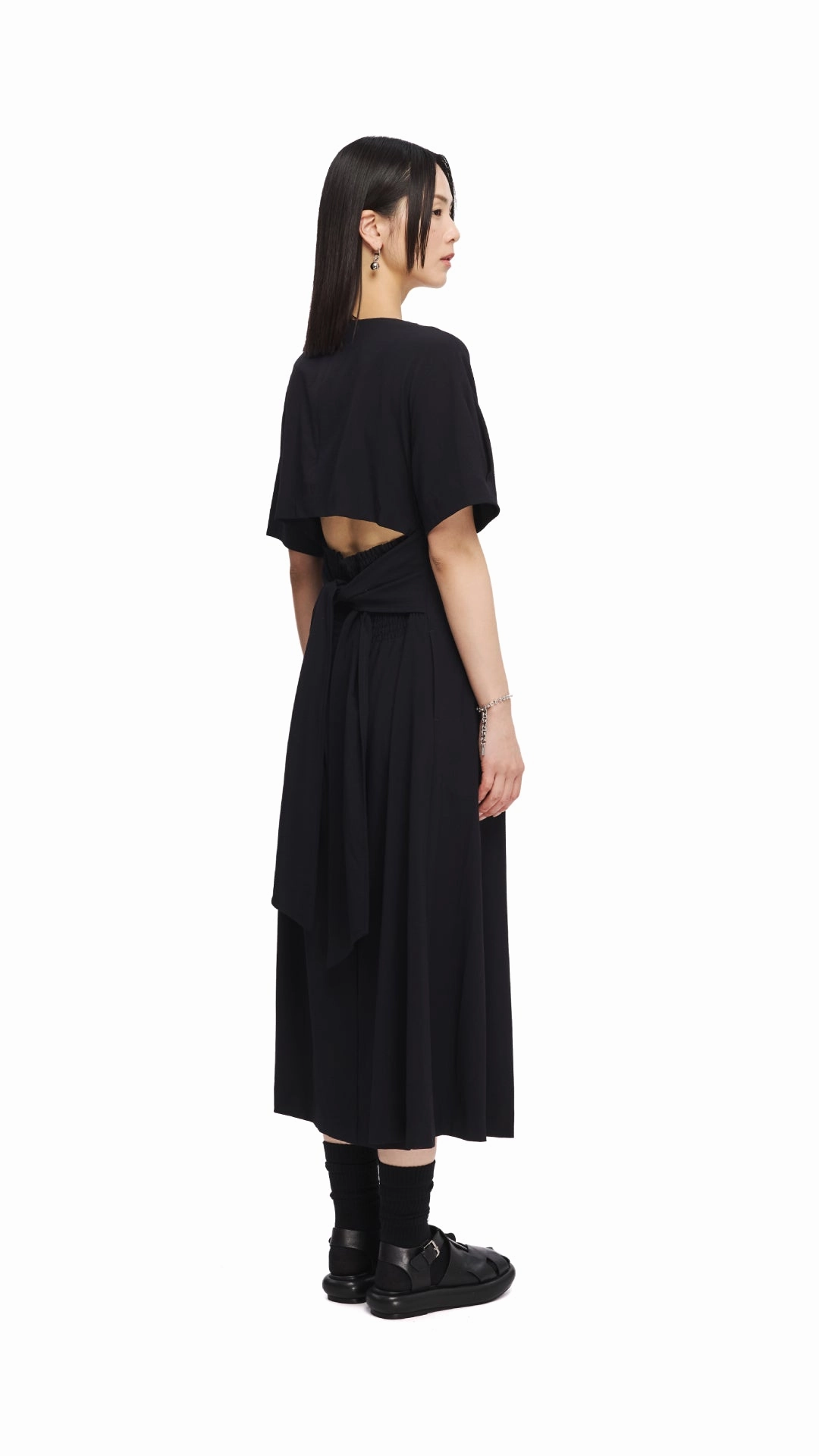 Back Ribbon Maxi Dress Wrinkle-Resistant Cozy Mood