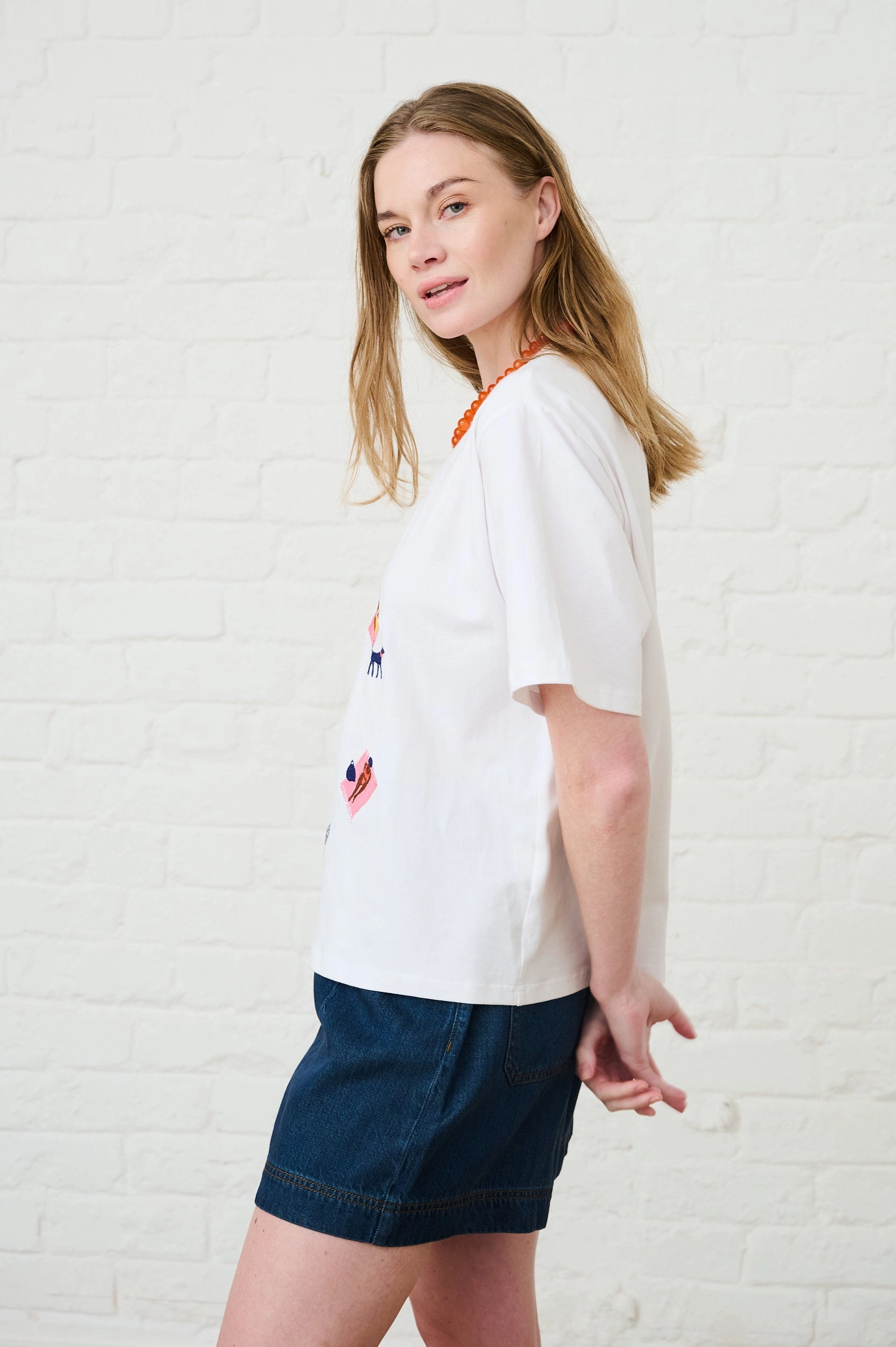 EcoCertified Textile Soft Brushed Lining The Beach Scene Boxy Tee