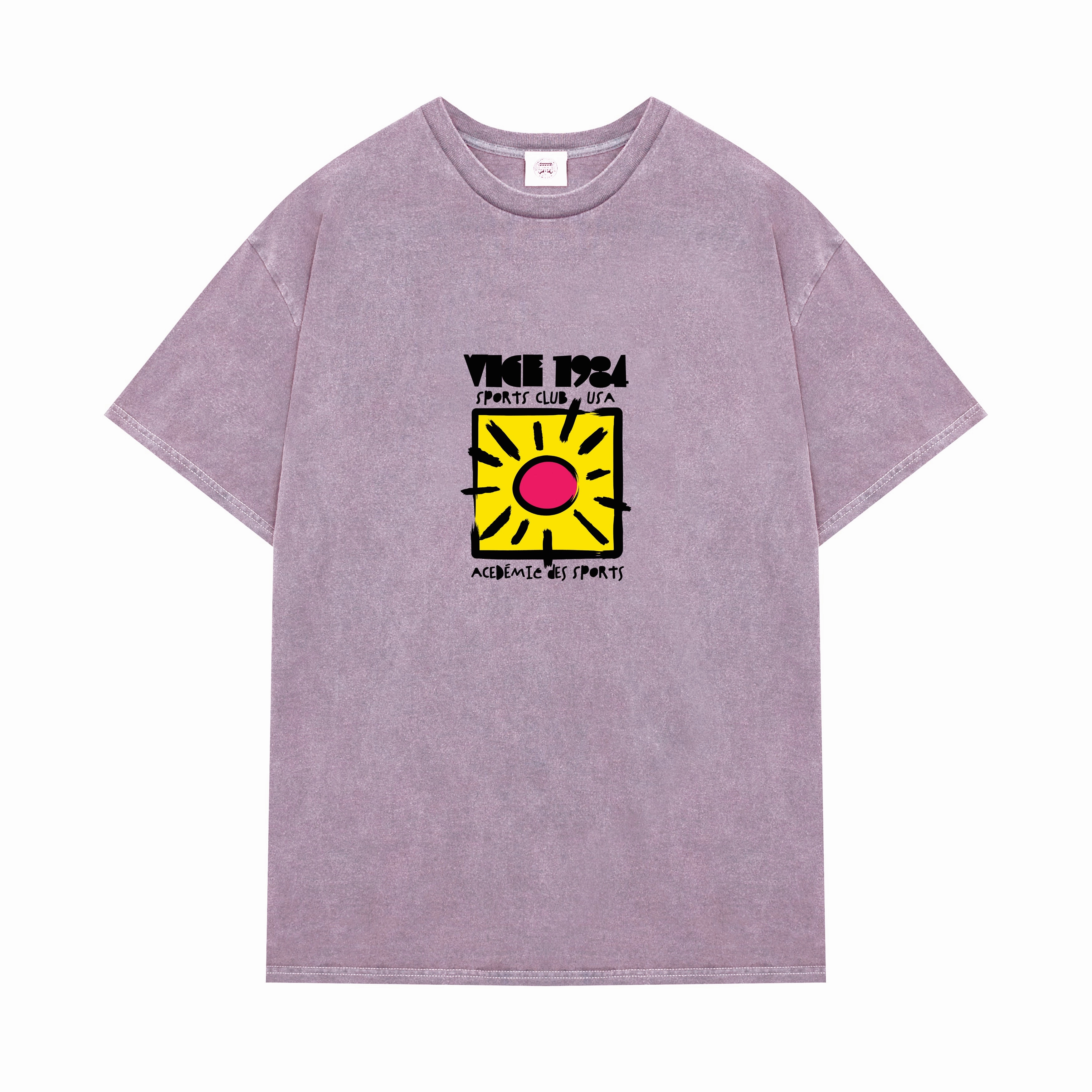 Vice 84 'Sun Sports Club' Vintage Washed Tee - Mauve Active Trend Look