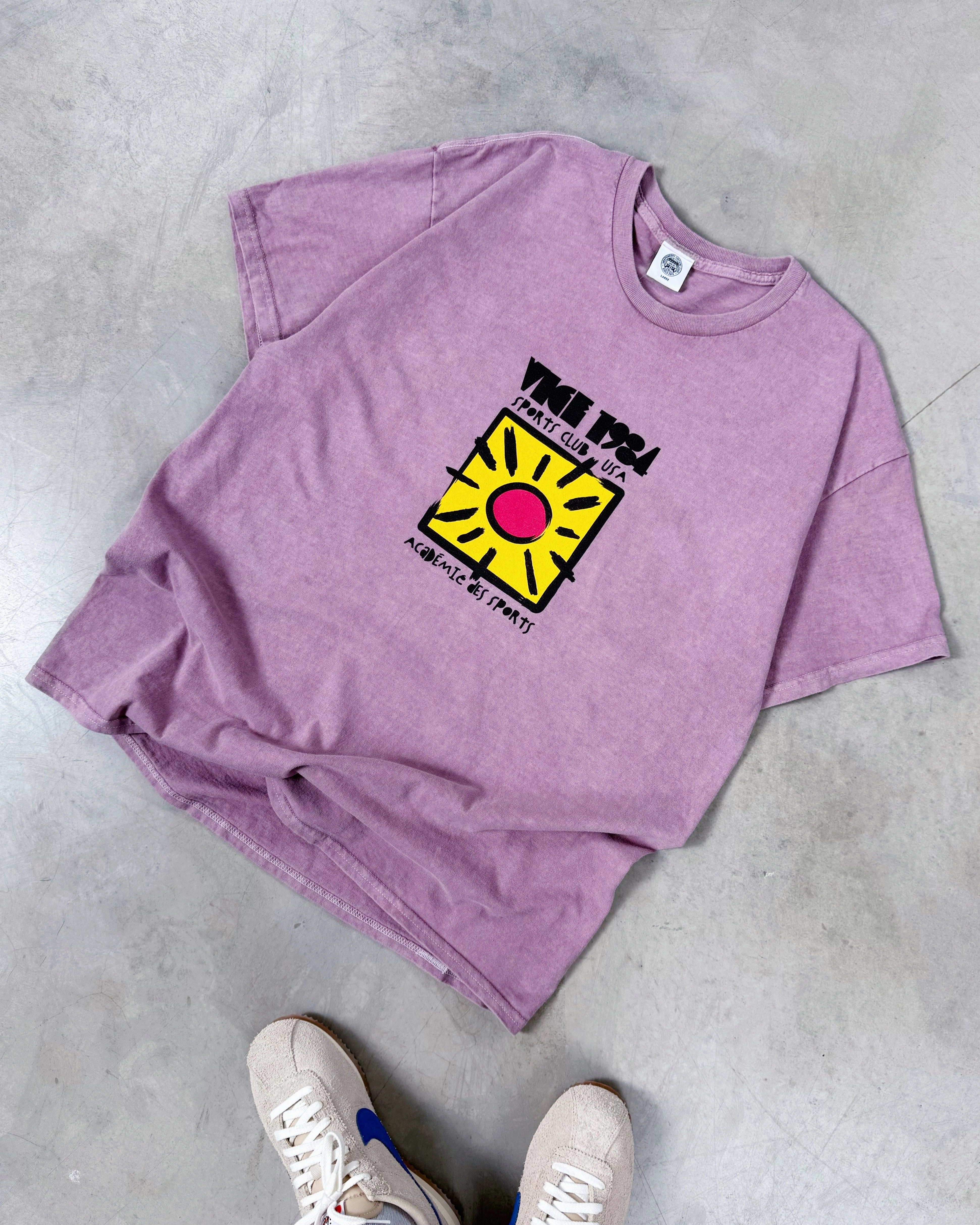 Vice 84 'Sun Sports Club' Vintage Washed Tee - Mauve Fashionable Layer Easy Care