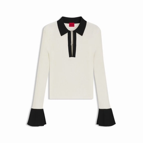 Knit polo with stacked-logo placket closures Knitwear Look