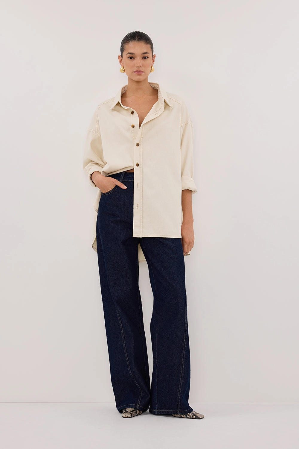 CARSON INDIGO TALL WIDE LEG JEAN pilling resistant TaperedLeg